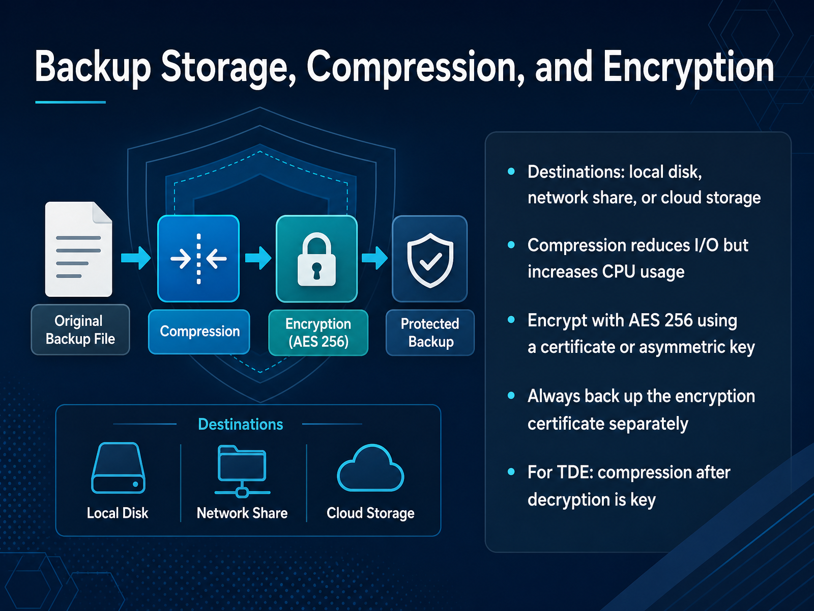 Backup Storage, Compression, and Encryption