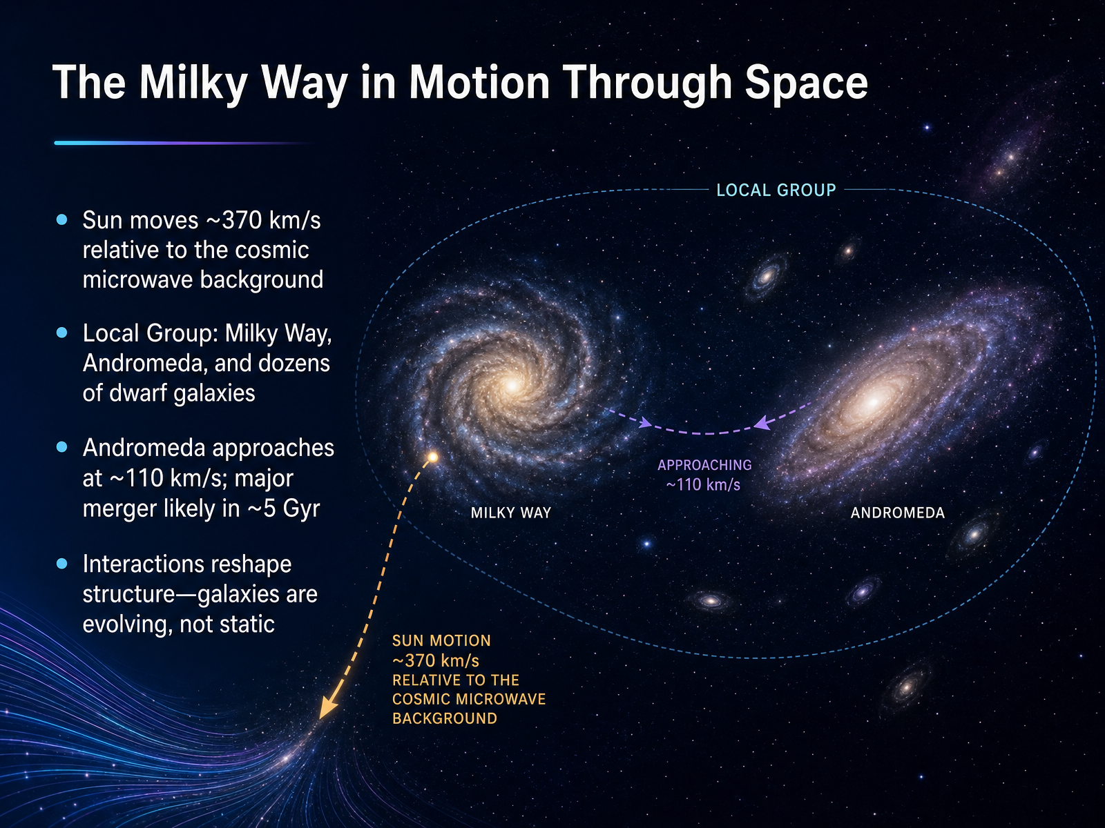The Milky Way in Motion Through Space