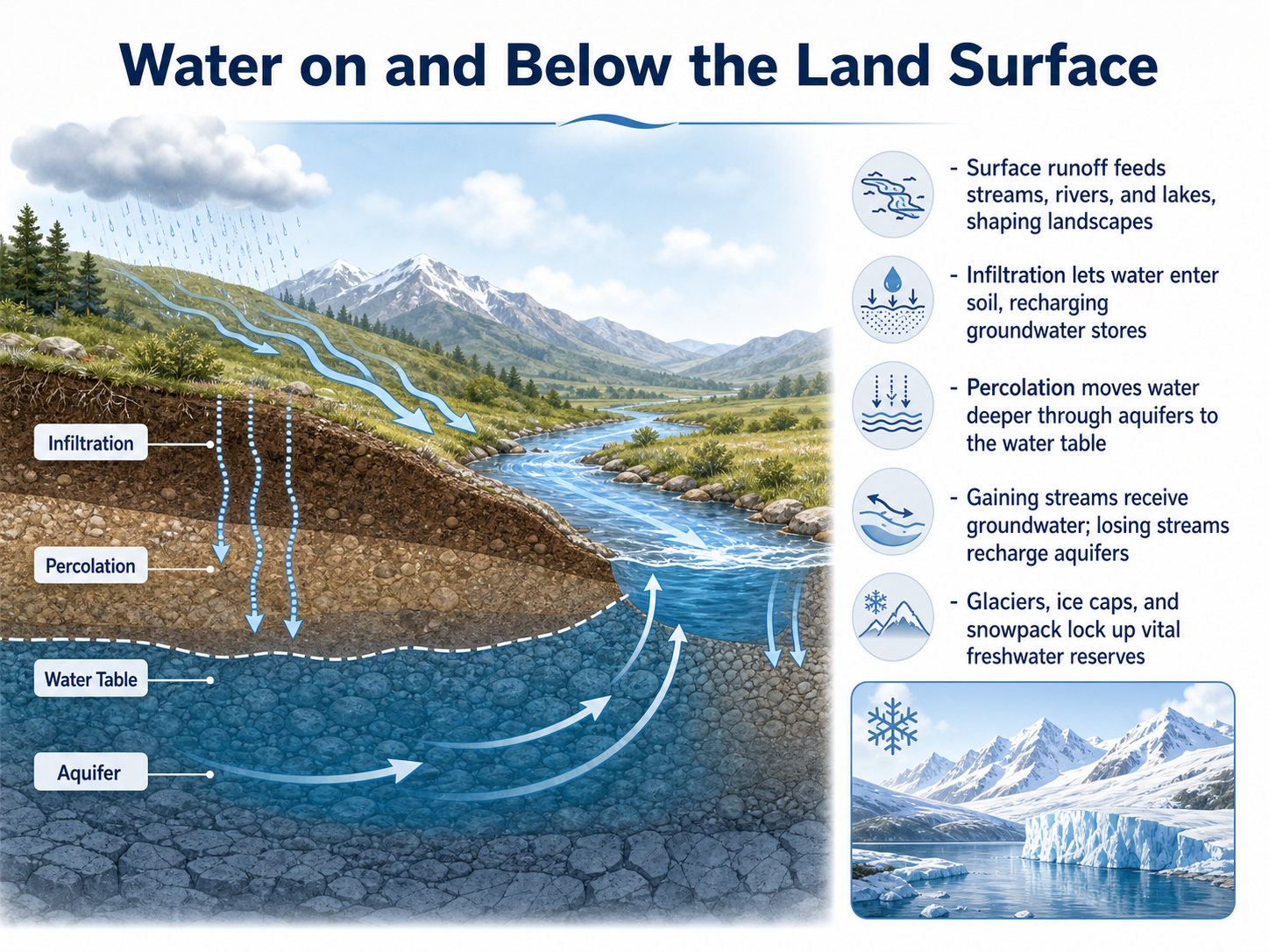 Water on and Below the Land Surface