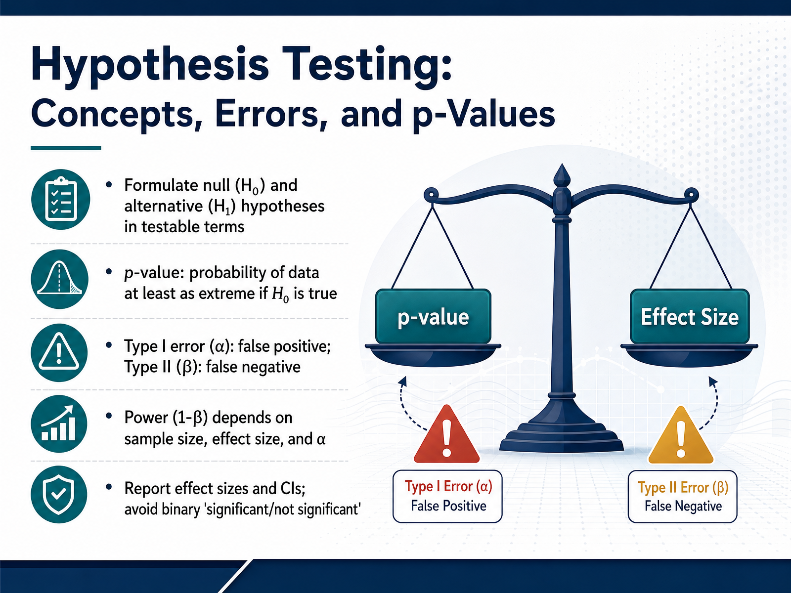 Hypothesis Testing: Concepts, Errors, and p-Values