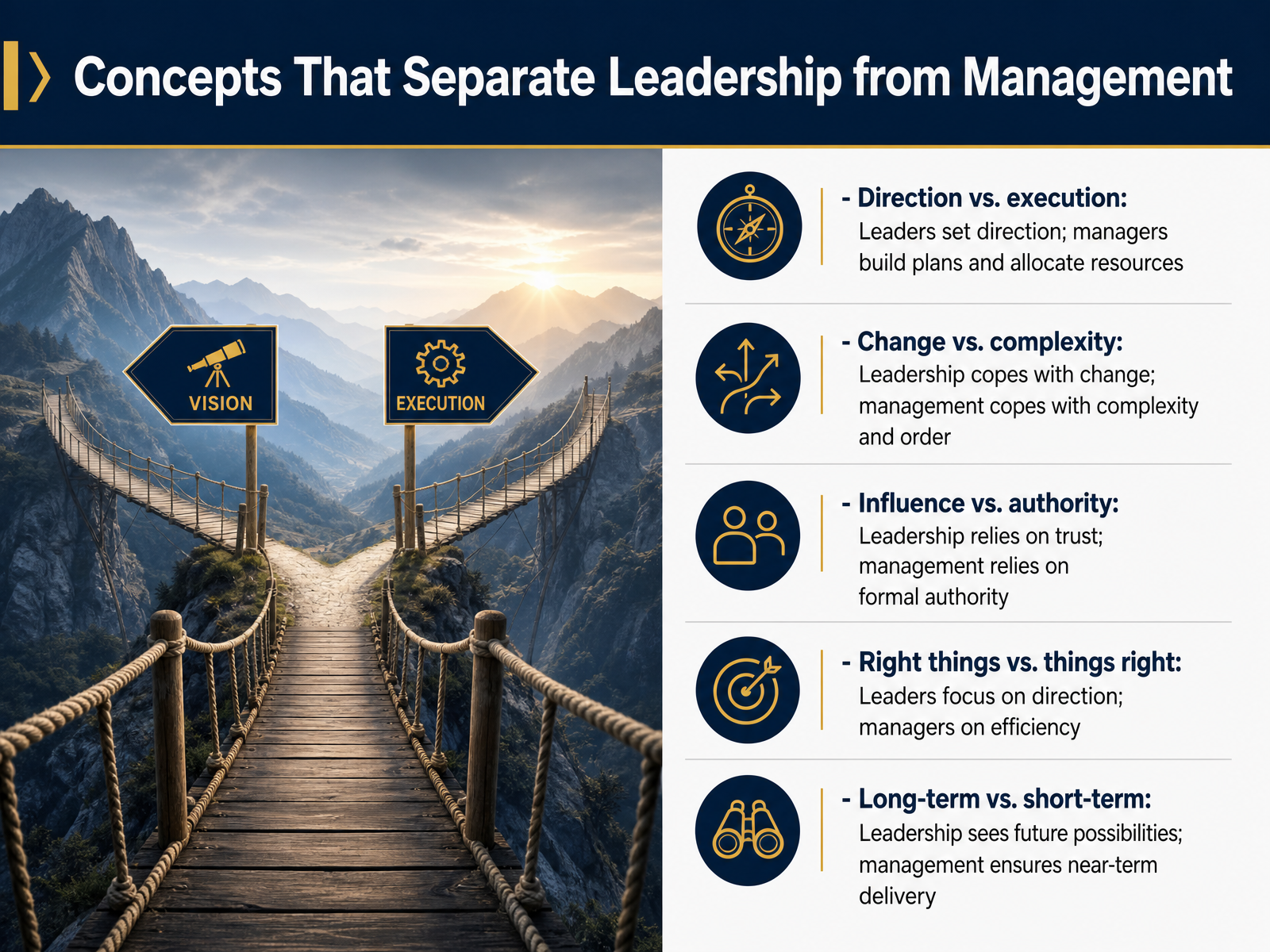 Concepts That Separate Leadership from Management