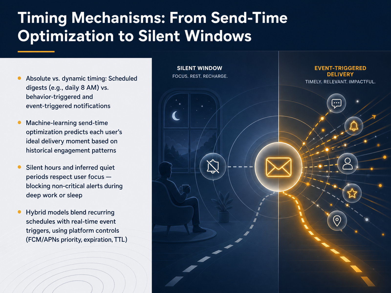 Timing Mechanisms: From Send-Time Optimization to Silent Windows