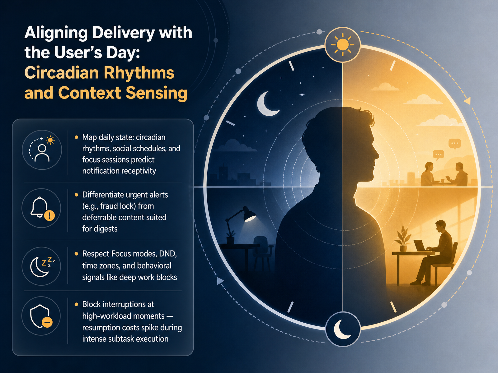 Aligning Delivery with the User’s Day: Circadian Rhythms and Context Sensing