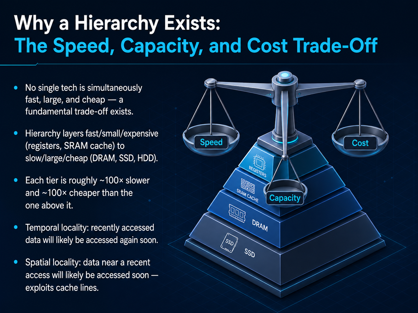 Why a Hierarchy Exists: The Speed, Capacity, and Cost Trade‑Off