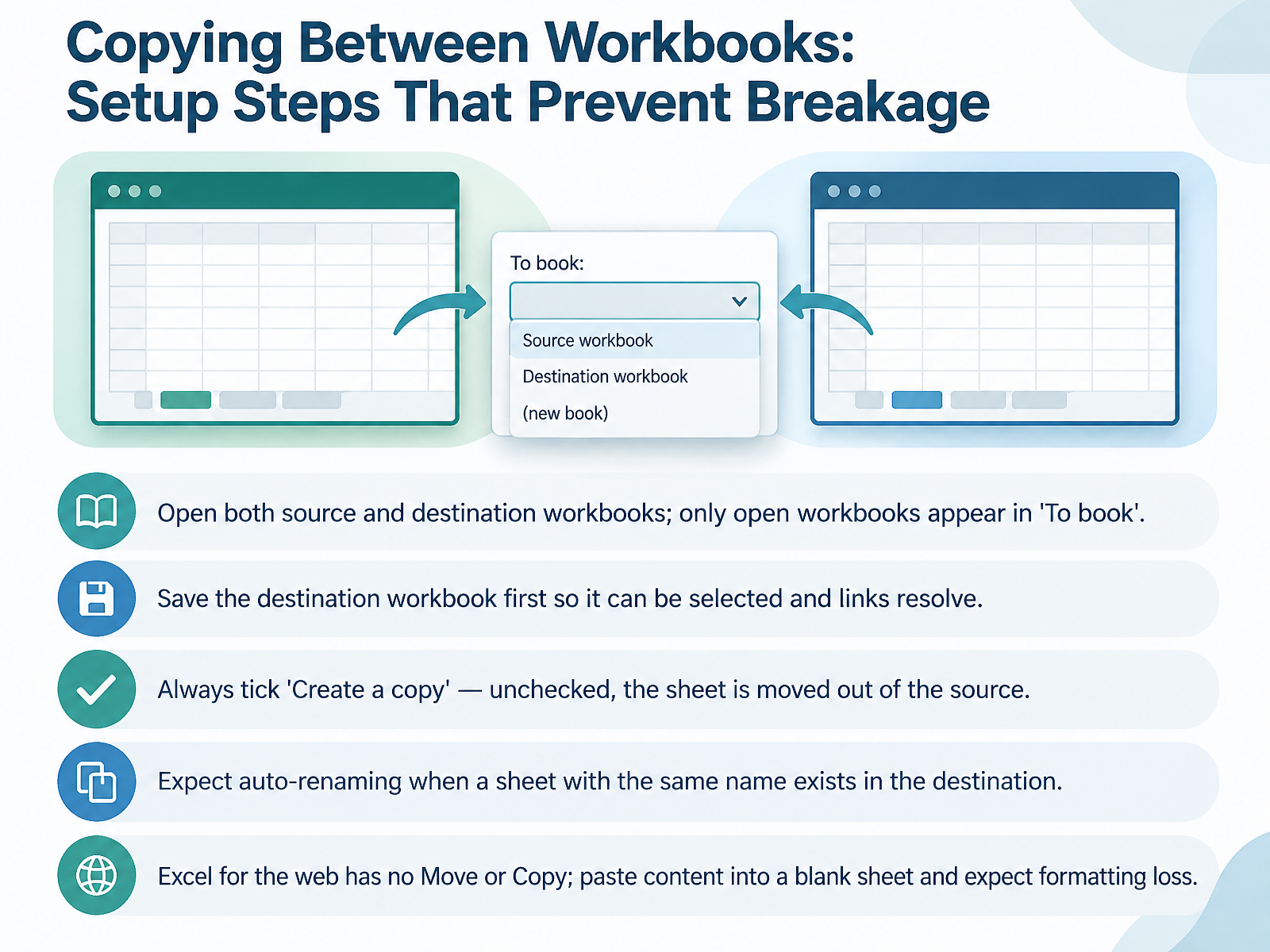 Copying Between Workbooks: Setup Steps That Prevent Breakage