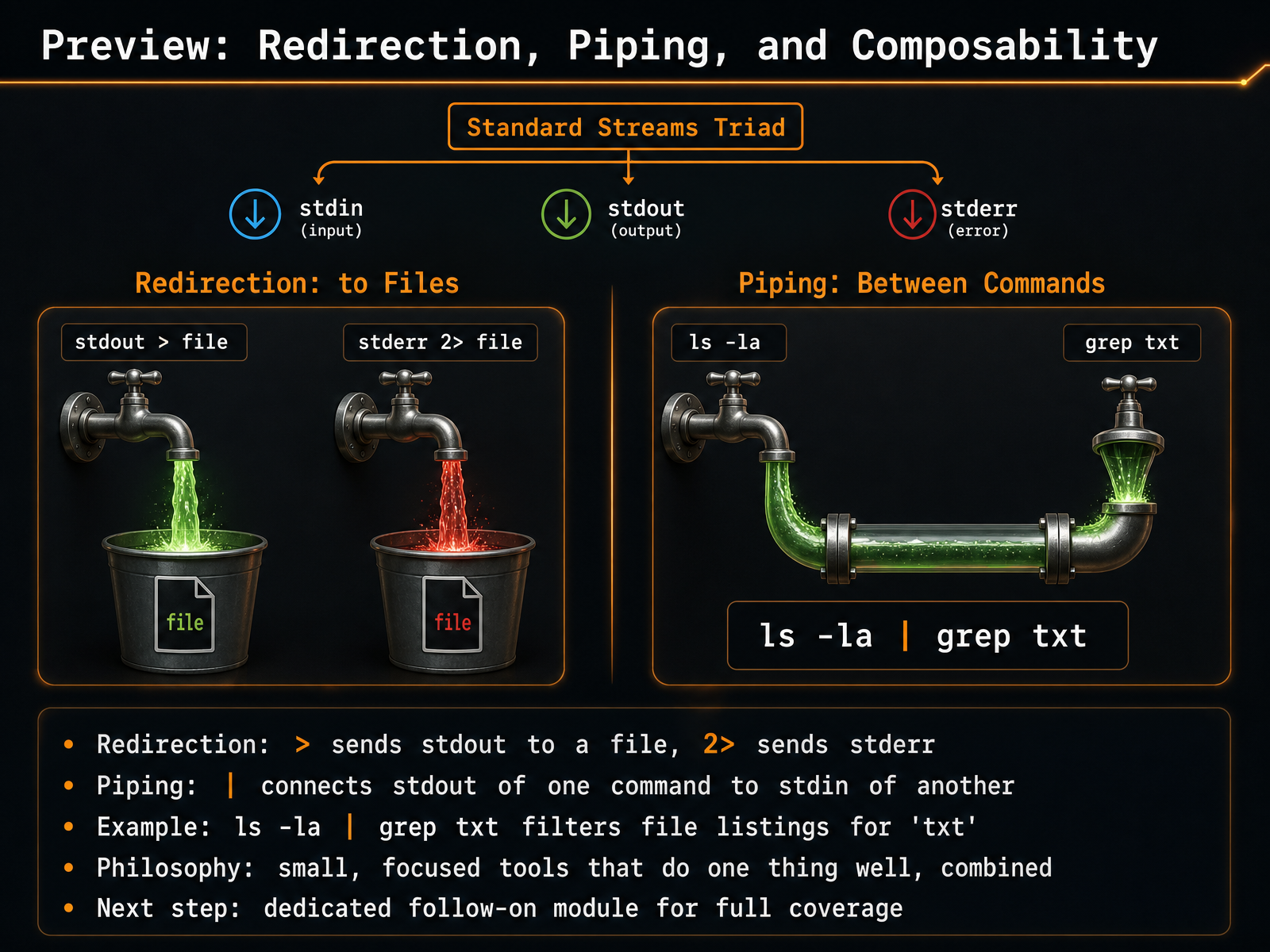 Preview: Redirection, Piping, and Composability