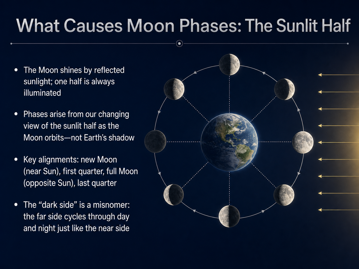 What Causes Moon Phases: The Sunlit Half