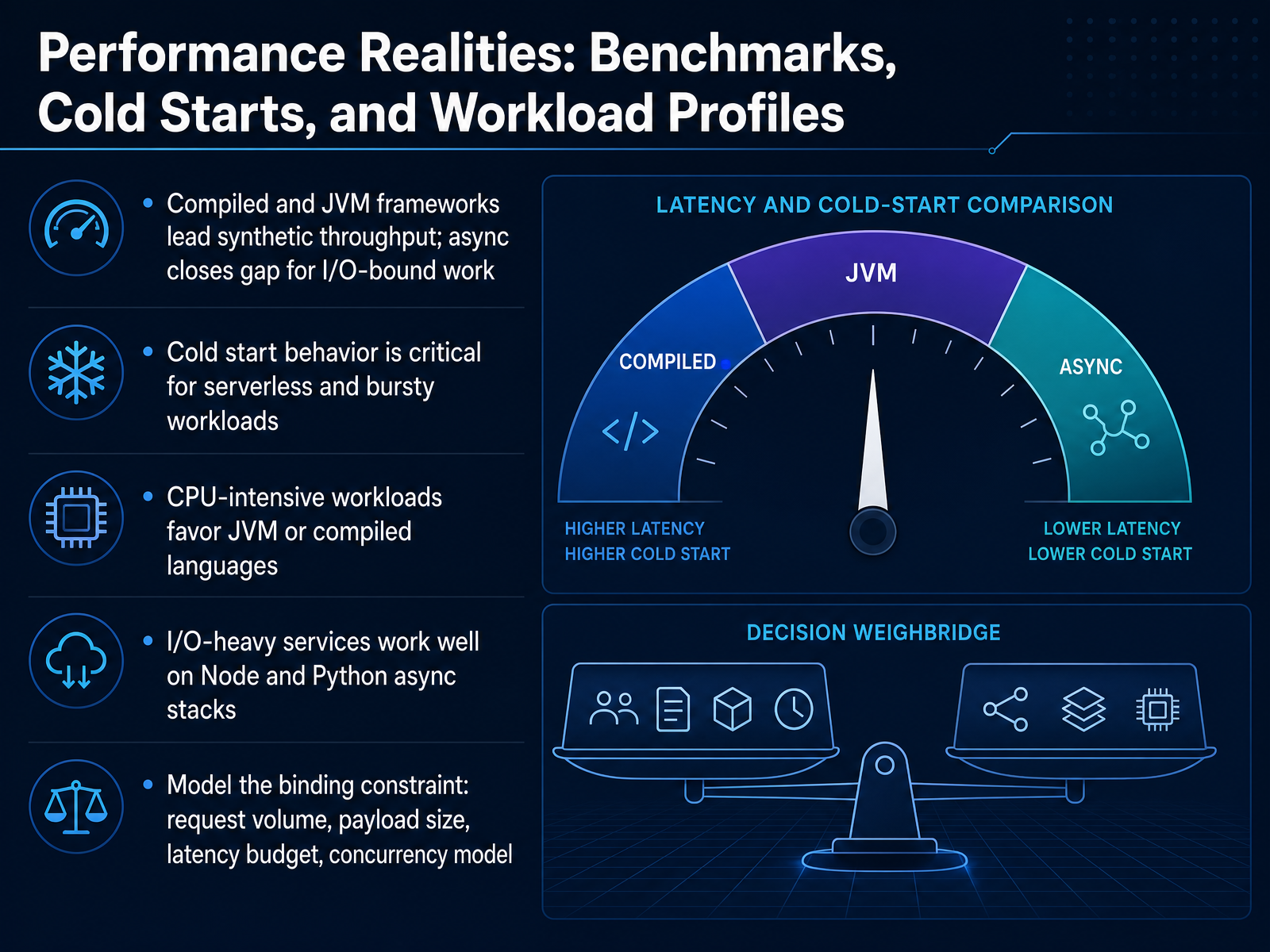 Performance Realities: Benchmarks, Cold Starts, and Workload Profiles