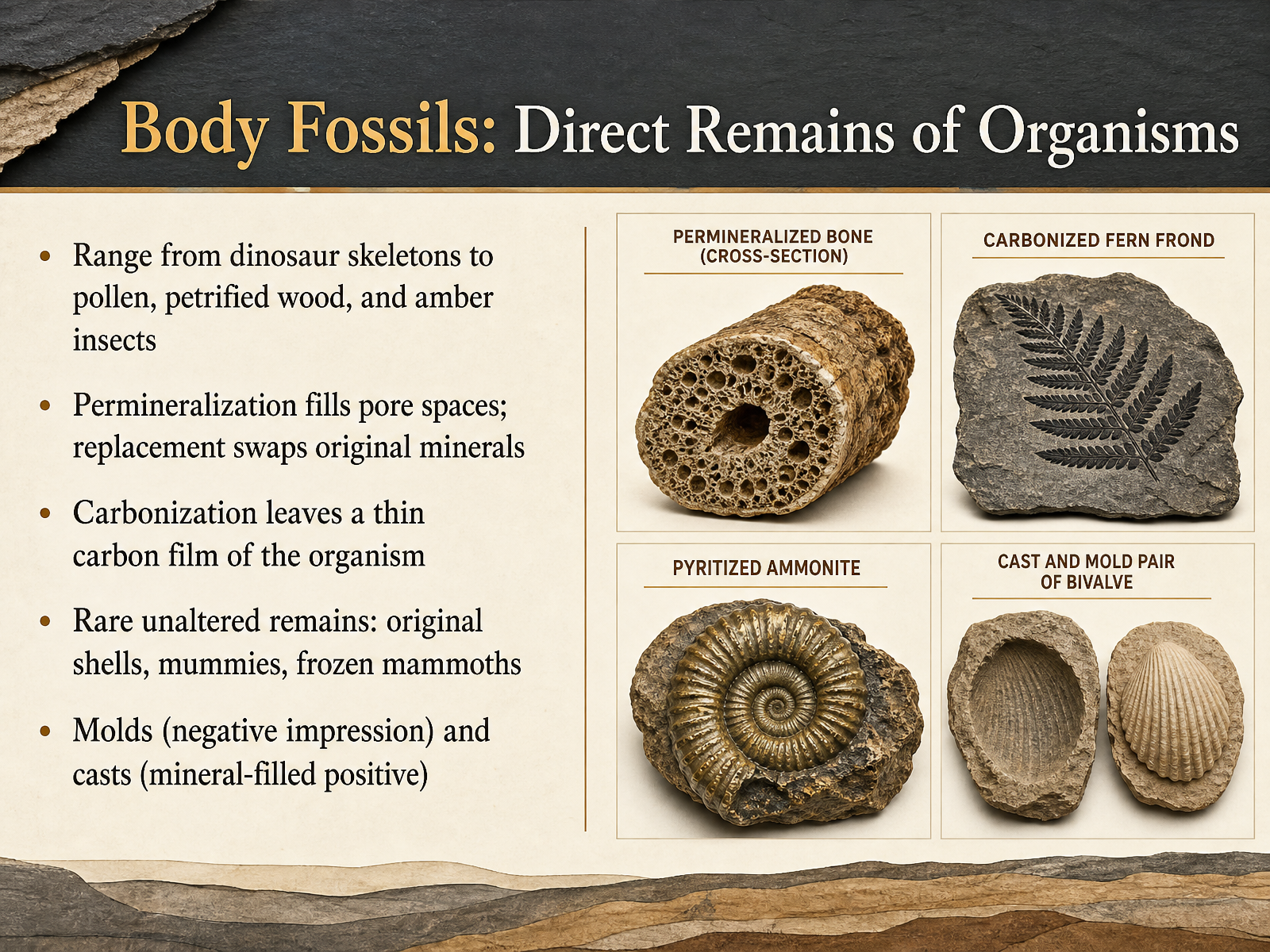 Body Fossils: Direct Remains of Organisms