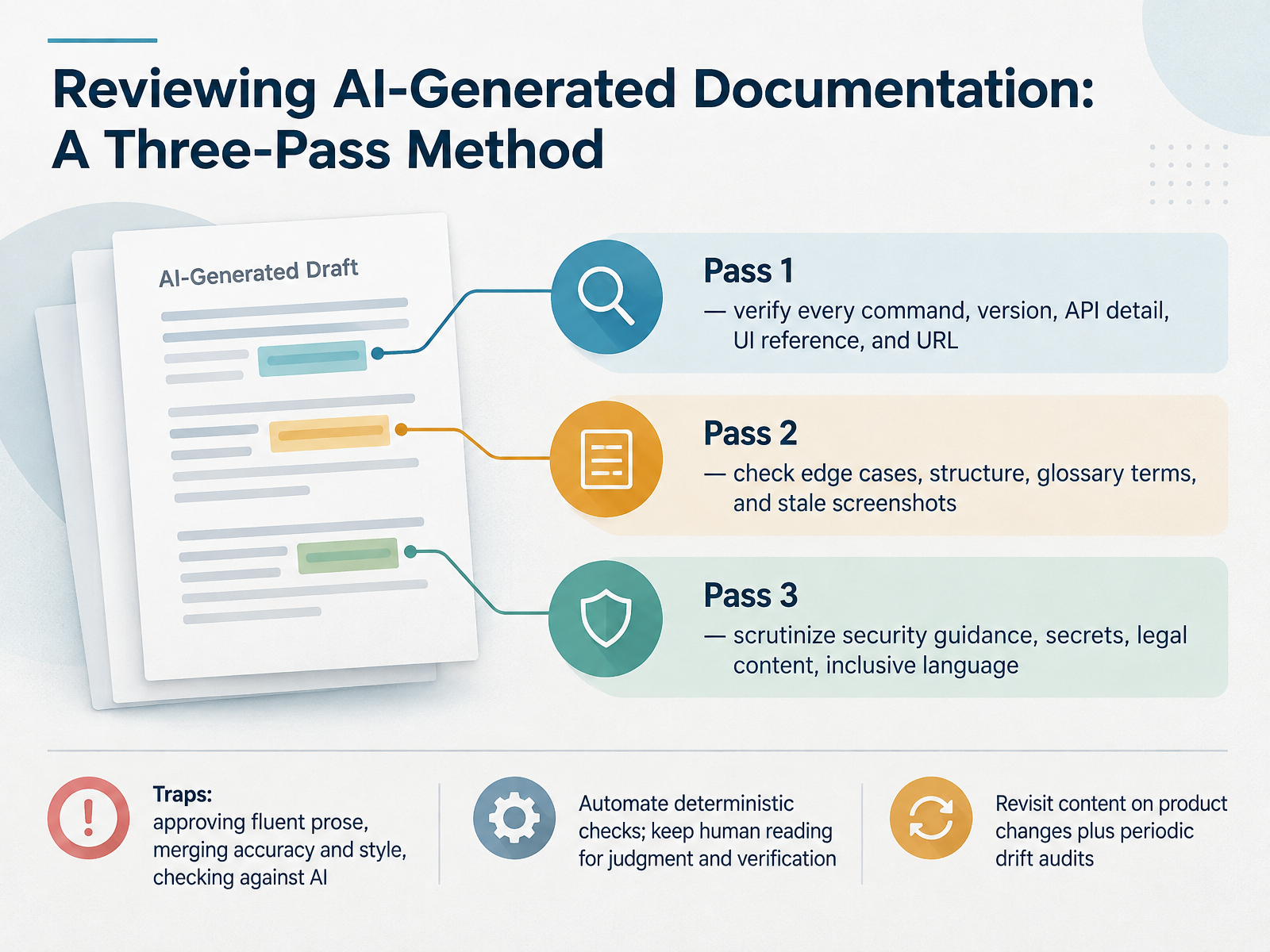 Reviewing AI-Generated Documentation: A Three-Pass Method