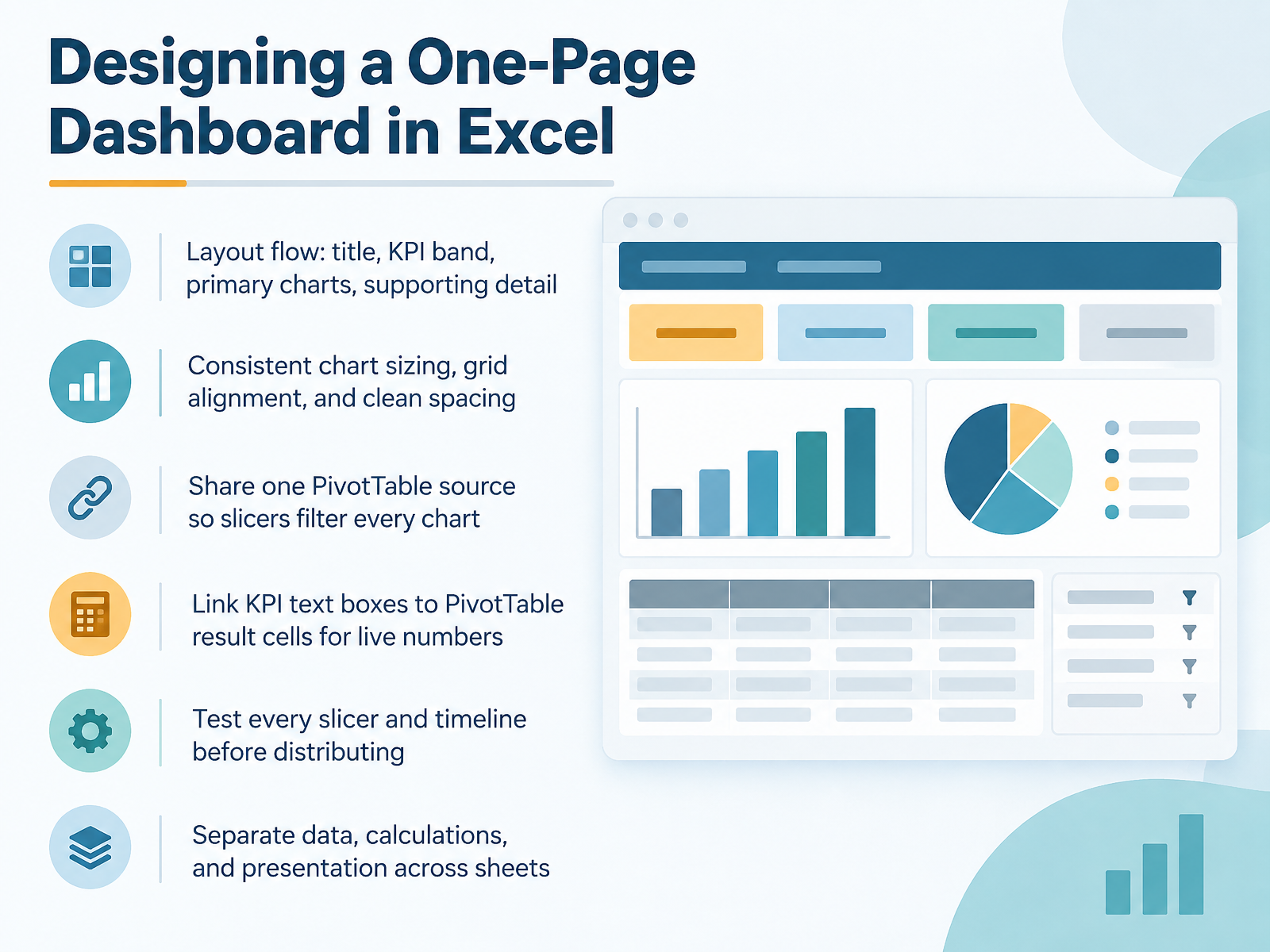 Designing a One-Page Dashboard in Excel