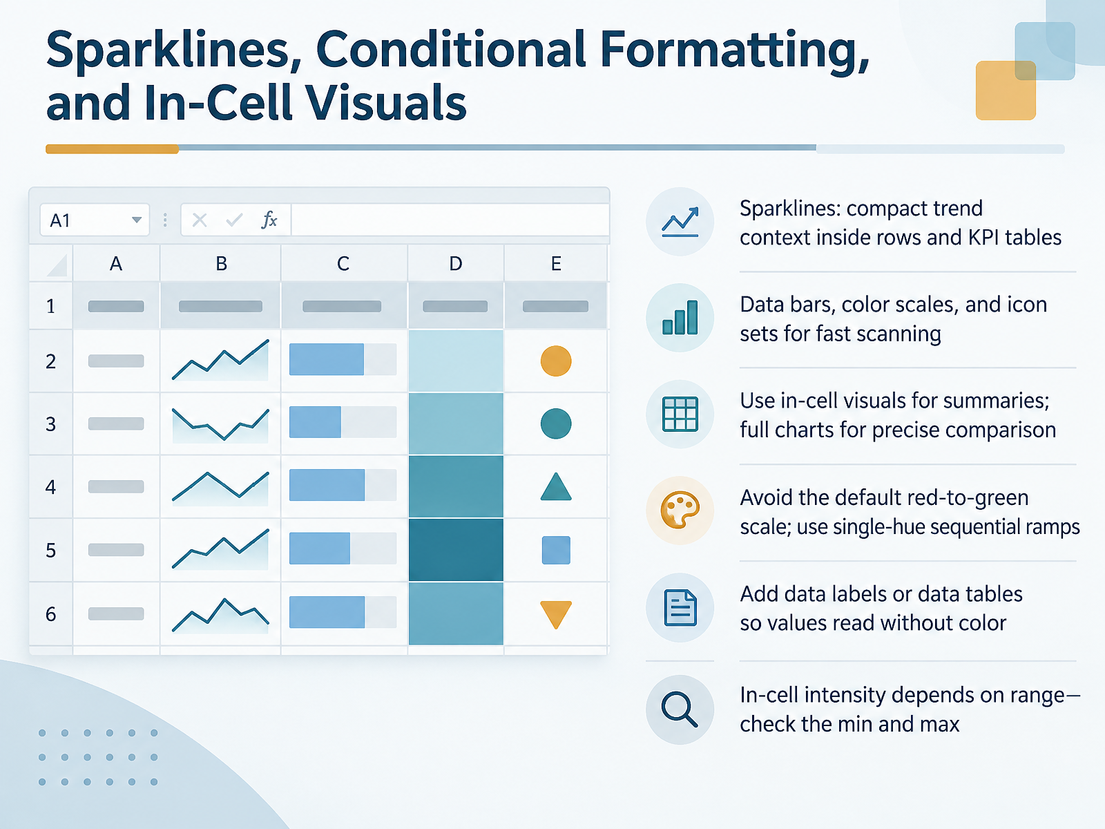 Sparklines, Conditional Formatting, and In-Cell Visuals