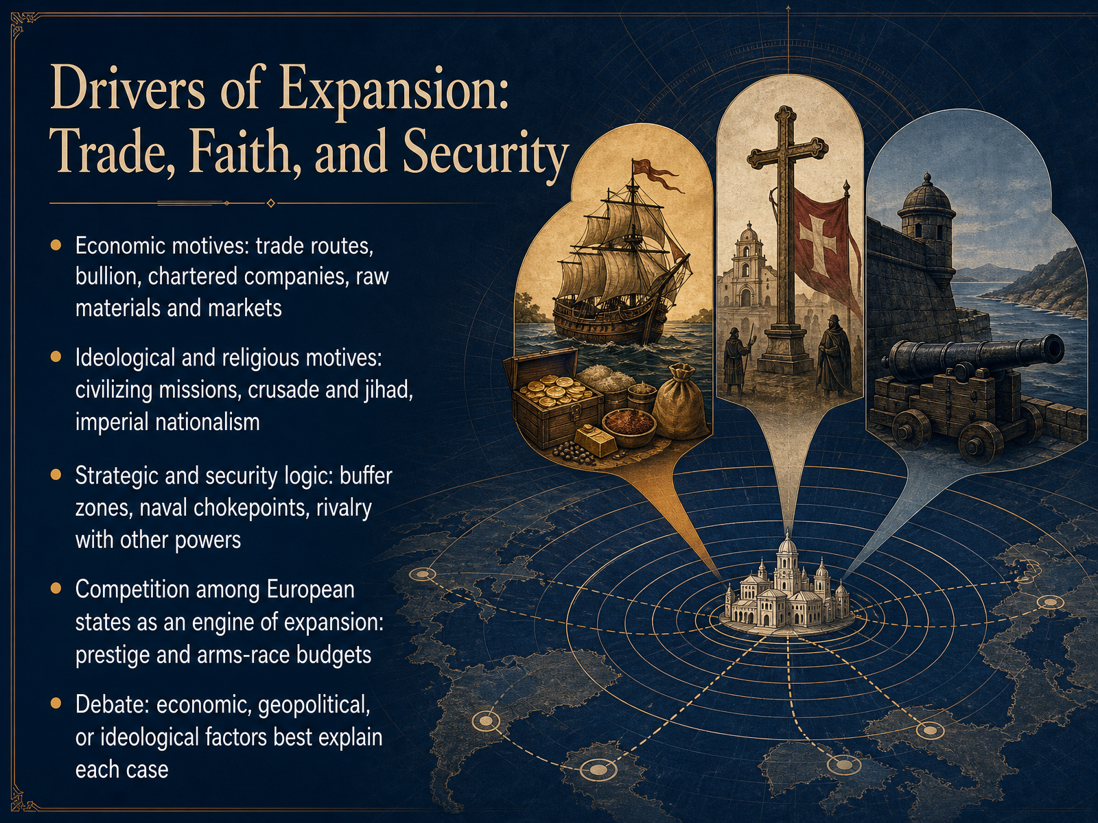 Drivers of Expansion: Trade, Faith, and Security