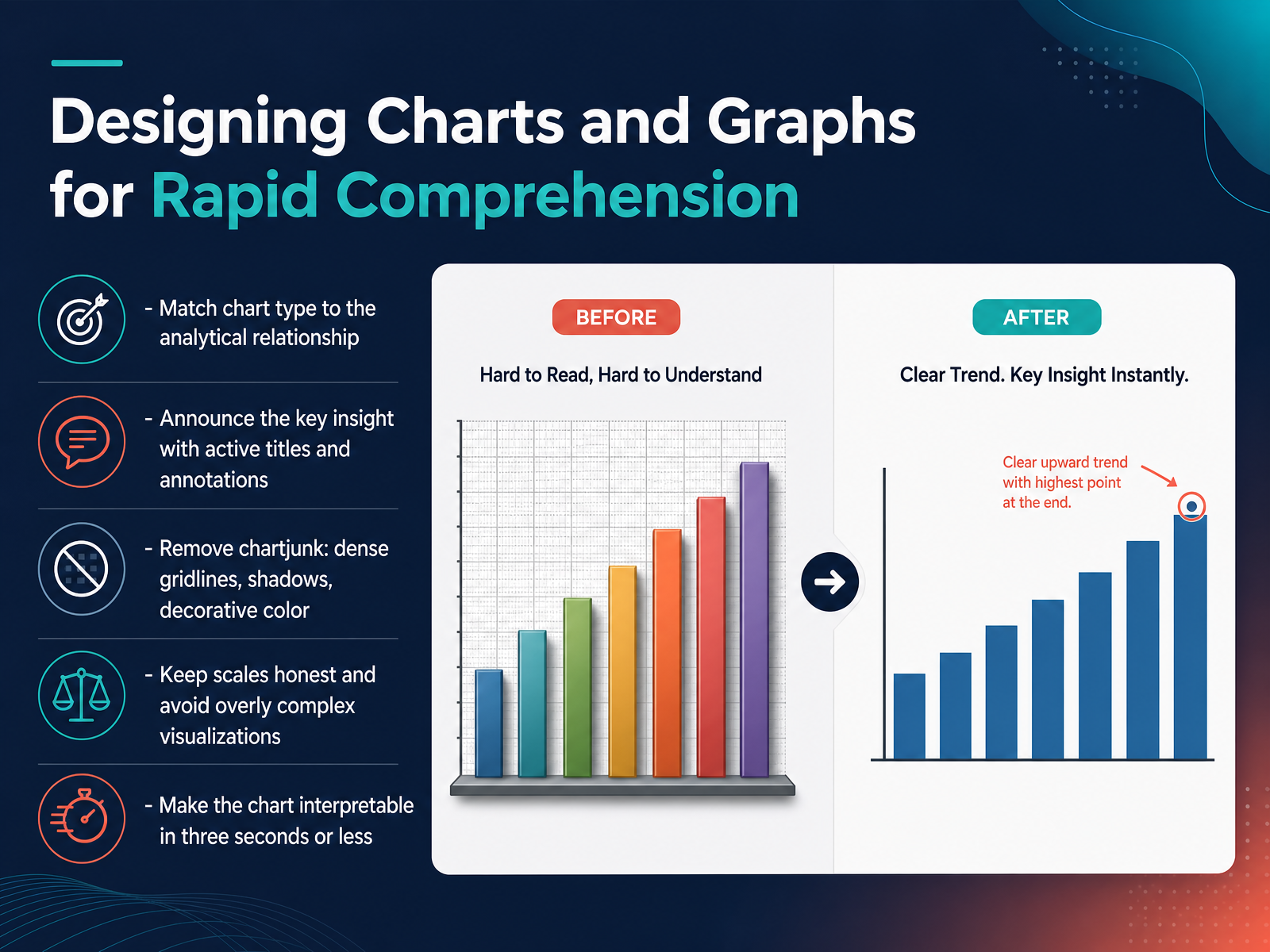 Designing Charts and Graphs for Rapid Comprehension