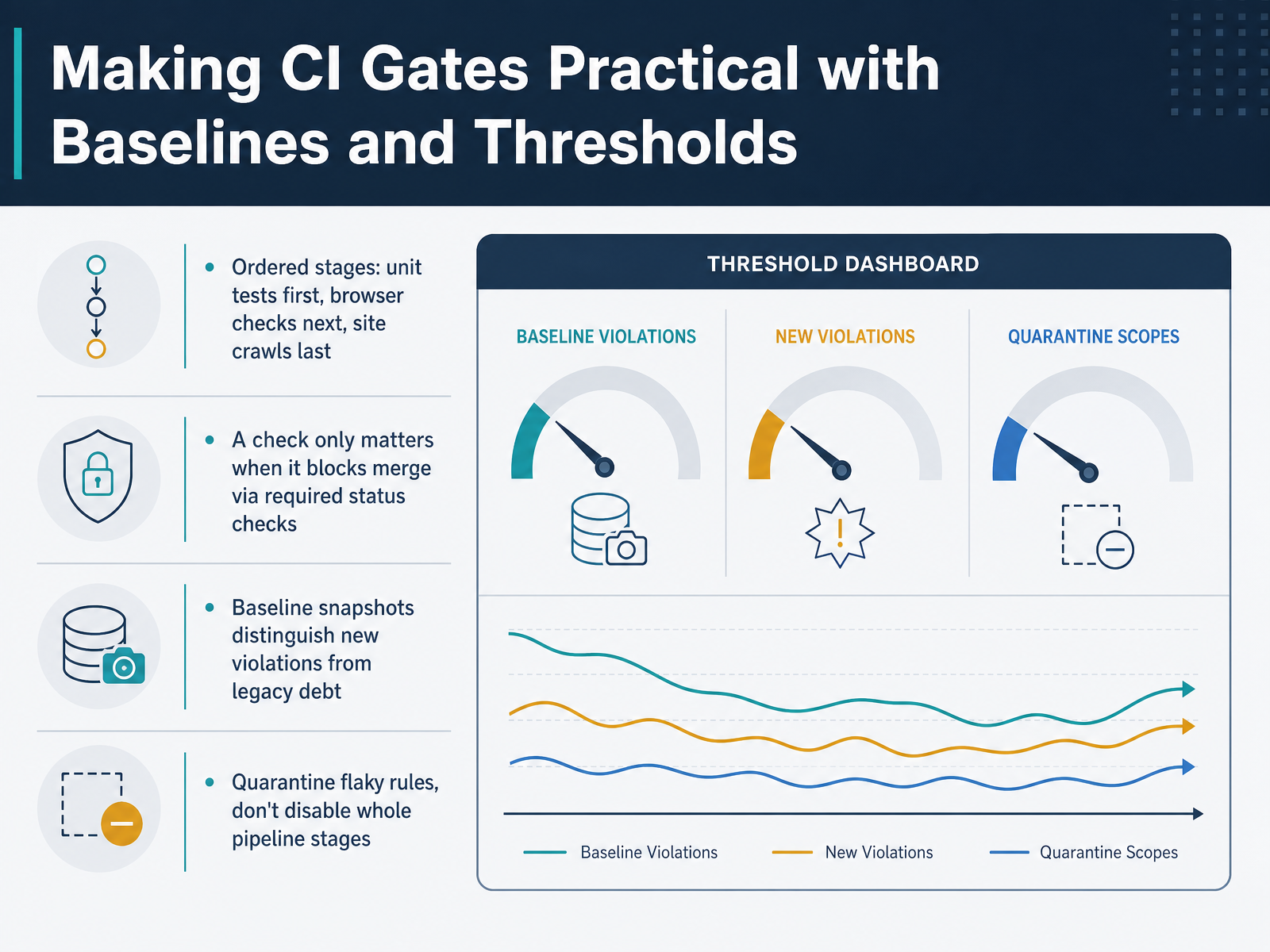 Making CI Gates Practical with Baselines and Thresholds