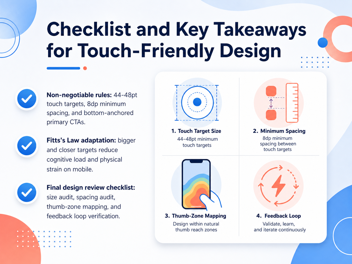 Checklist and Key Takeaways for Touch-Friendly Design
