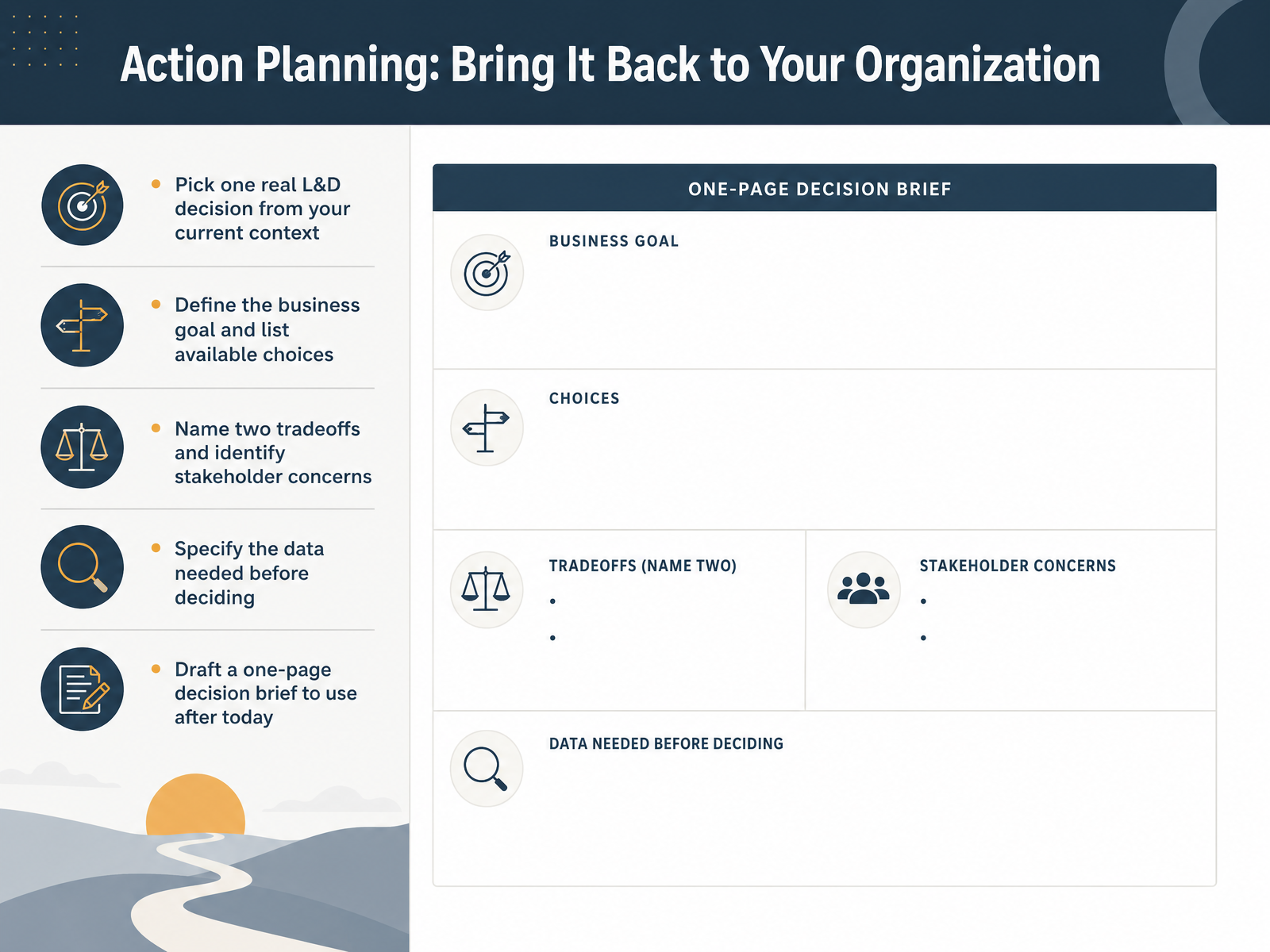 Action Planning: Bring It Back to Your Organization