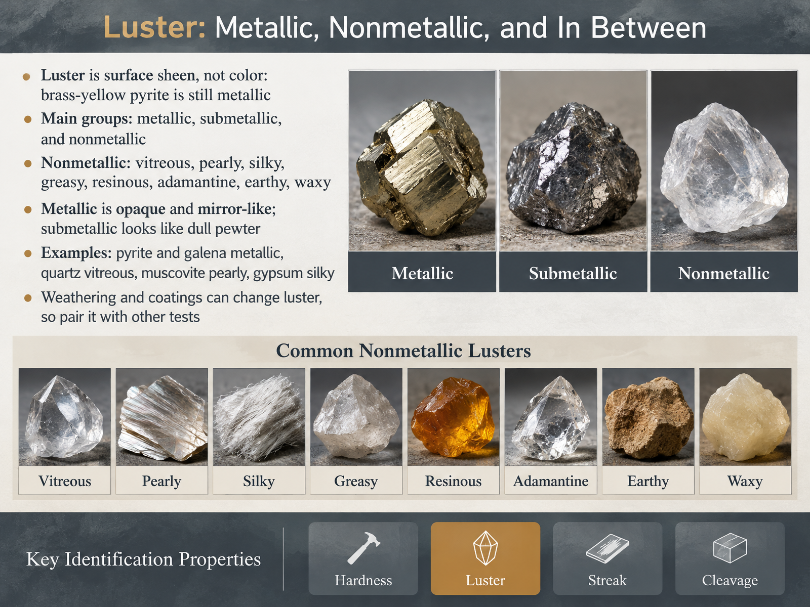 Luster: Metallic, Nonmetallic, and In Between
