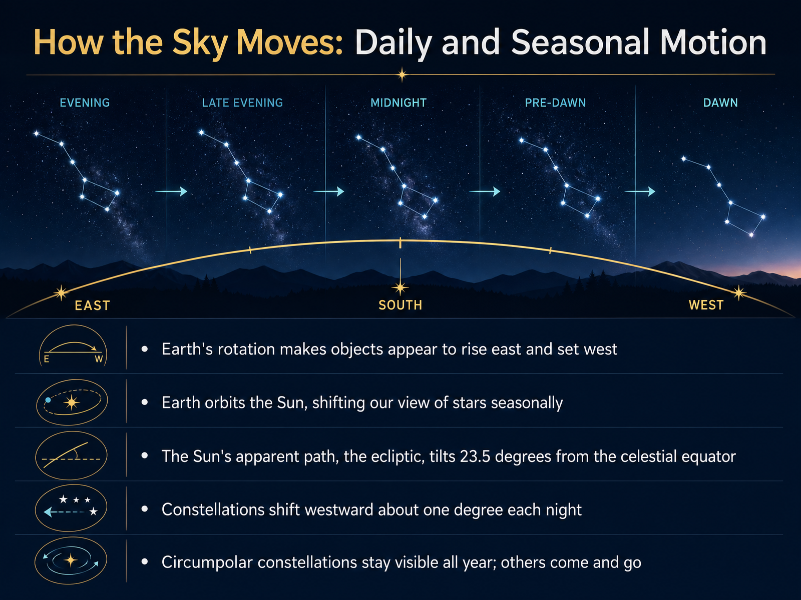 How the Sky Moves: Daily and Seasonal Motion