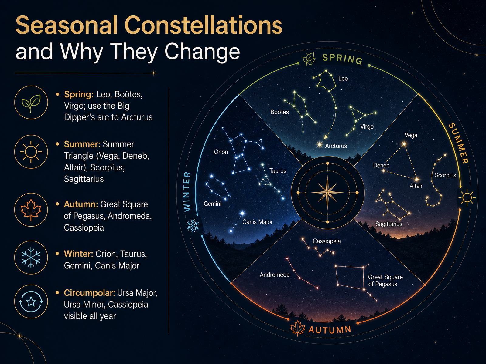 Seasonal Constellations and Why They Change