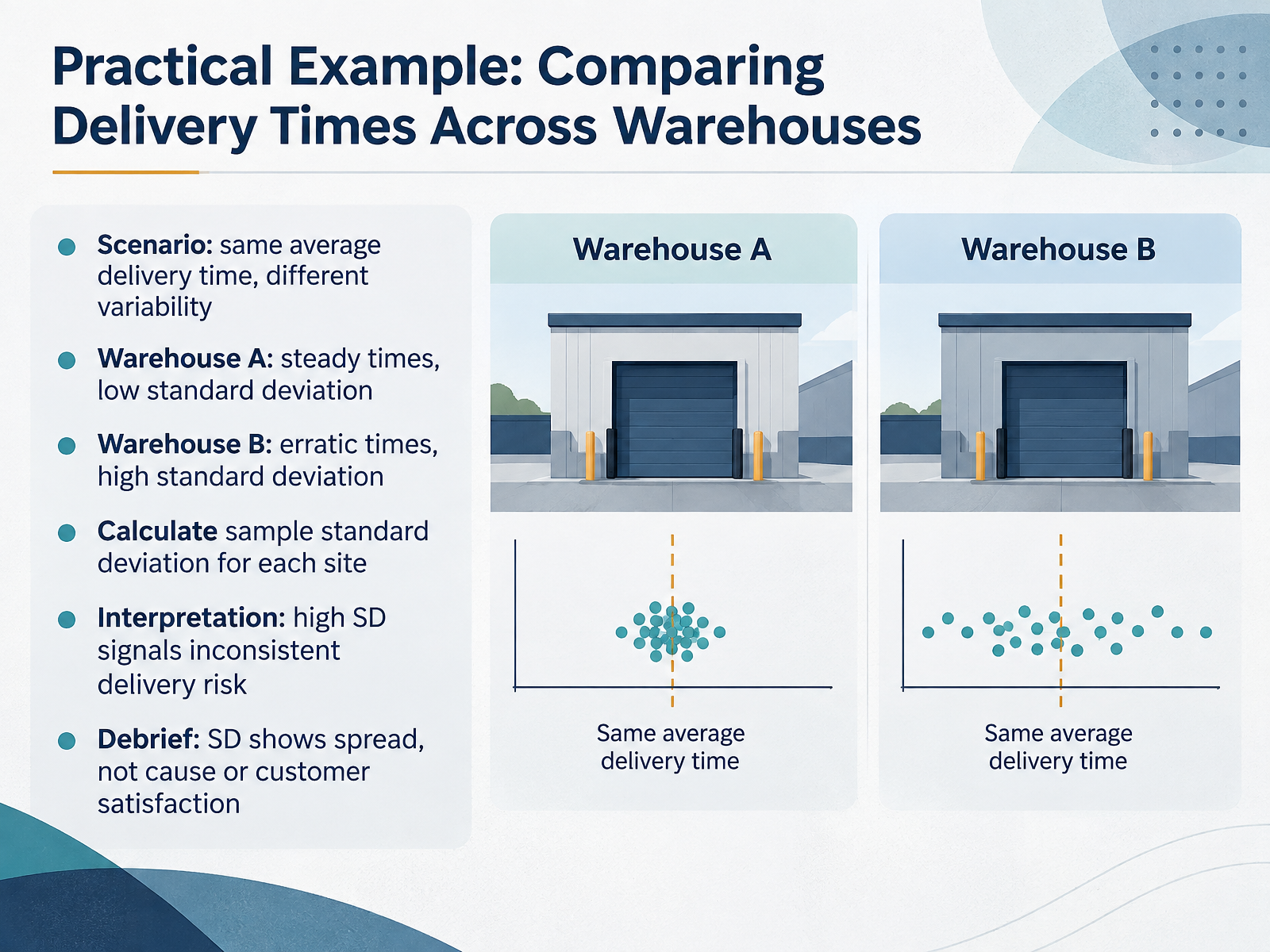 Practical Example: Comparing Delivery Times Across Warehouses