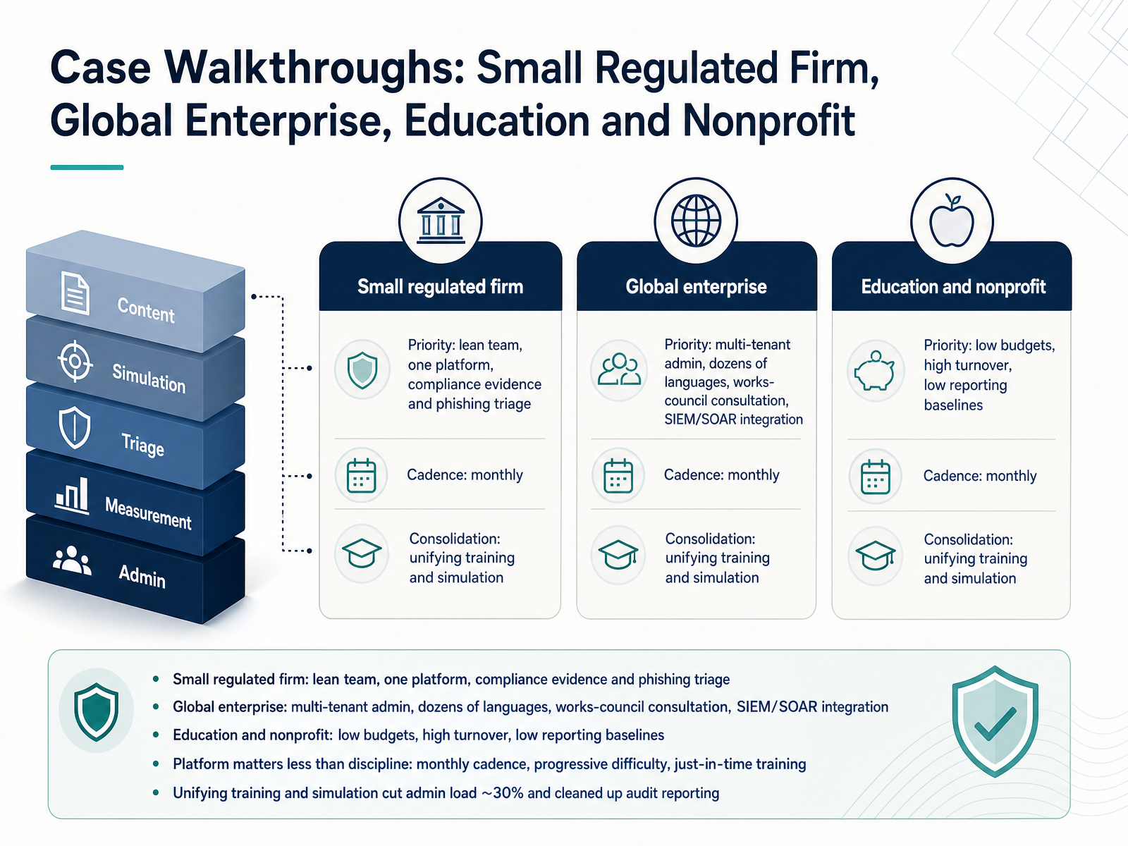 Case Walkthroughs: Small Regulated Firm, Global Enterprise, Education and Nonprofit