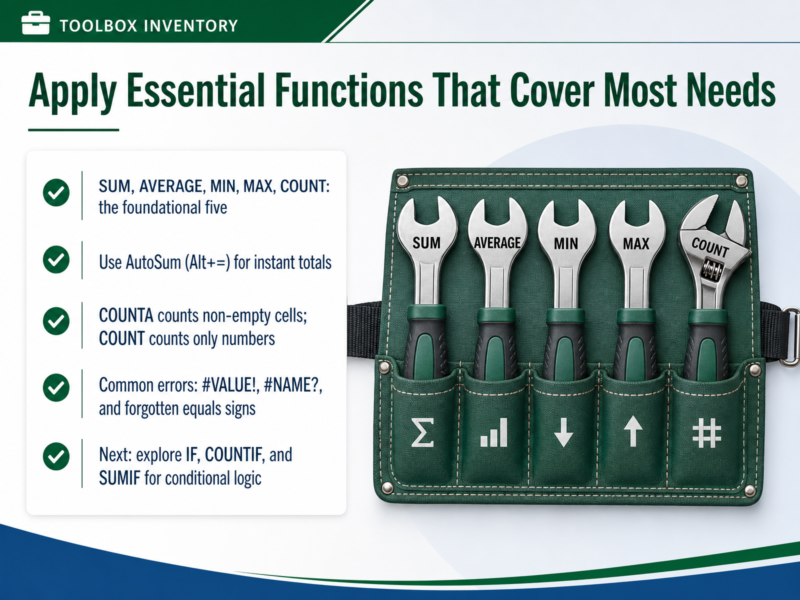 Apply Essential Functions That Cover Most Needs