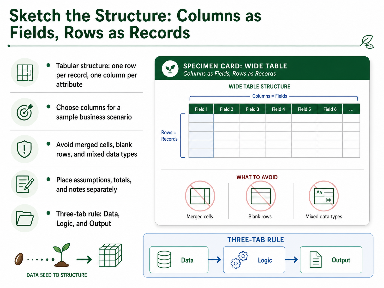 Sketch the Structure: Columns as Fields, Rows as Records