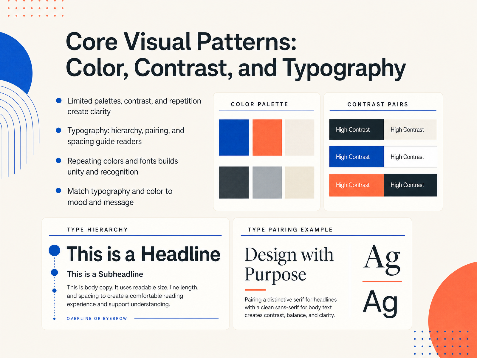 Core Visual Patterns: Color, Contrast, and Typography