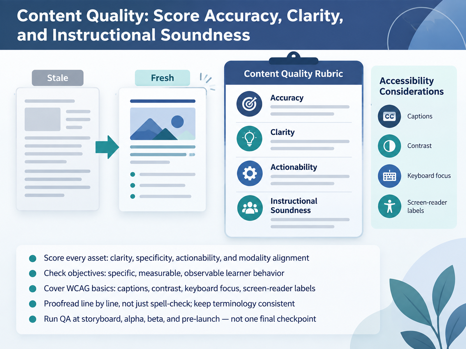 Content Quality: Score Accuracy, Clarity, and Instructional Soundness