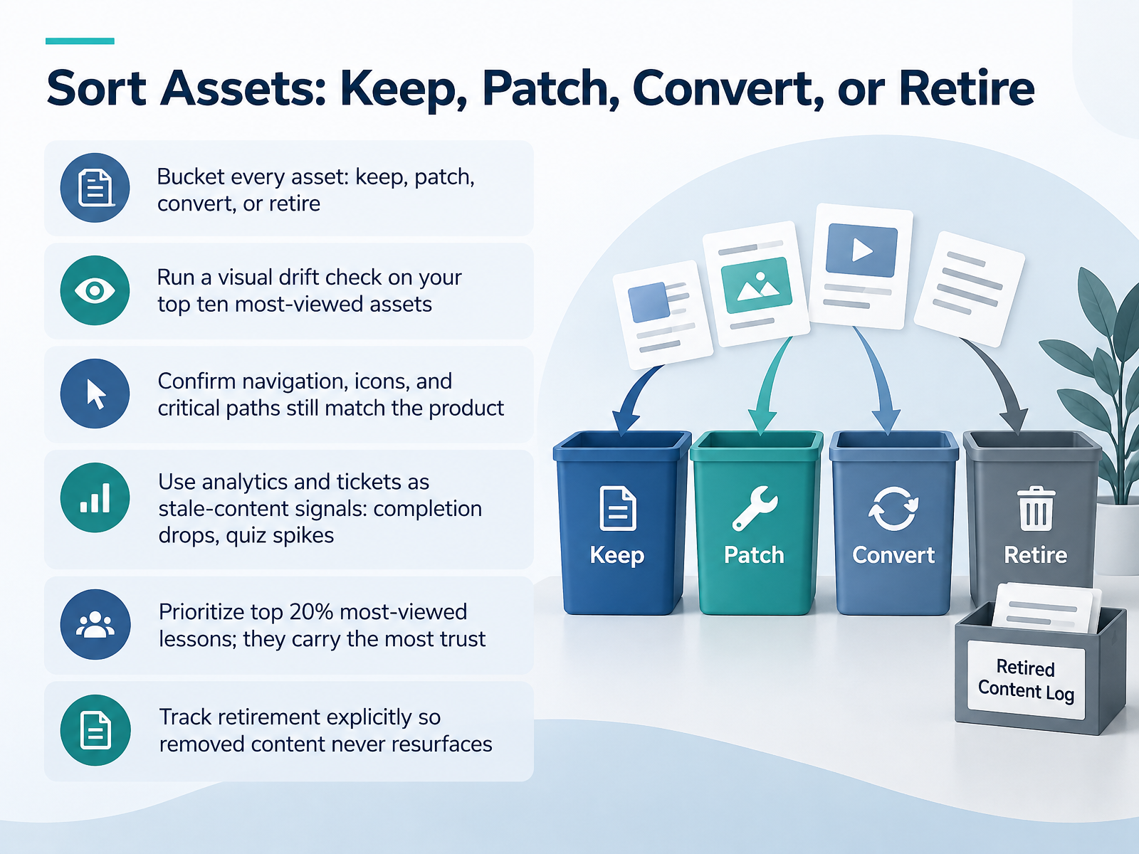 Sort Assets: Keep, Patch, Convert, or Retire