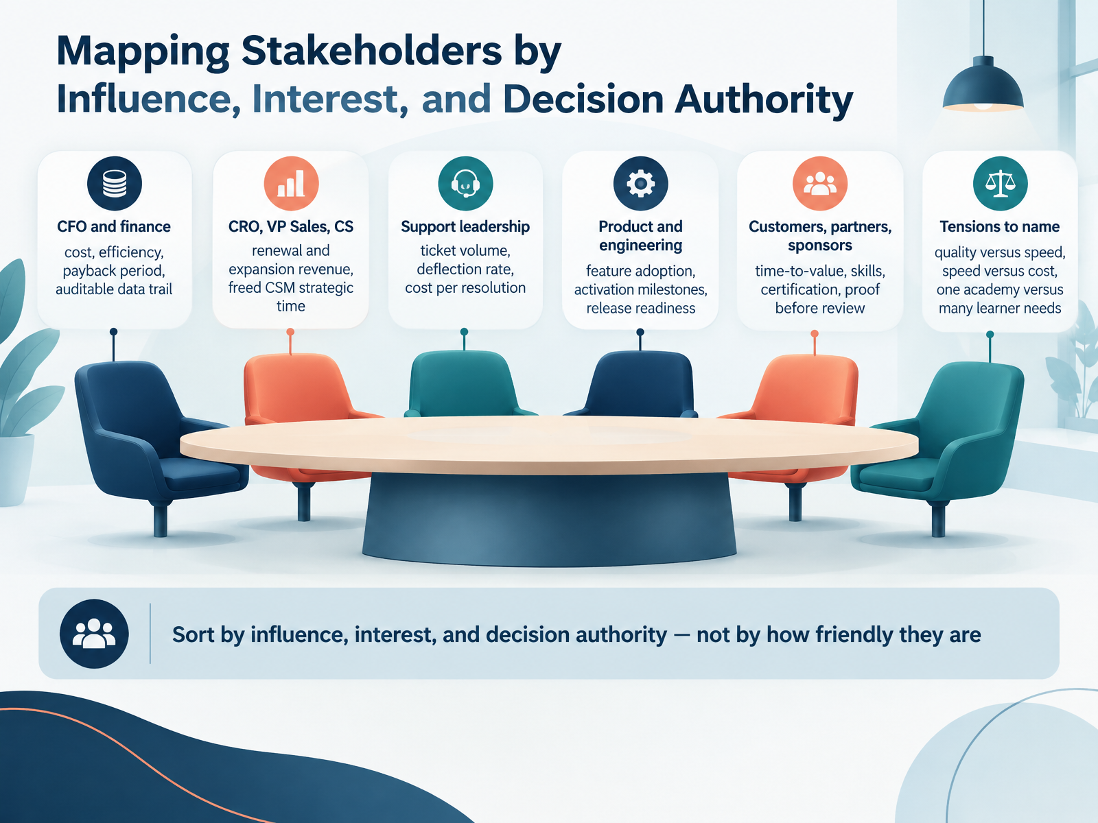 Mapping Stakeholders by Influence, Interest, and Decision Authority