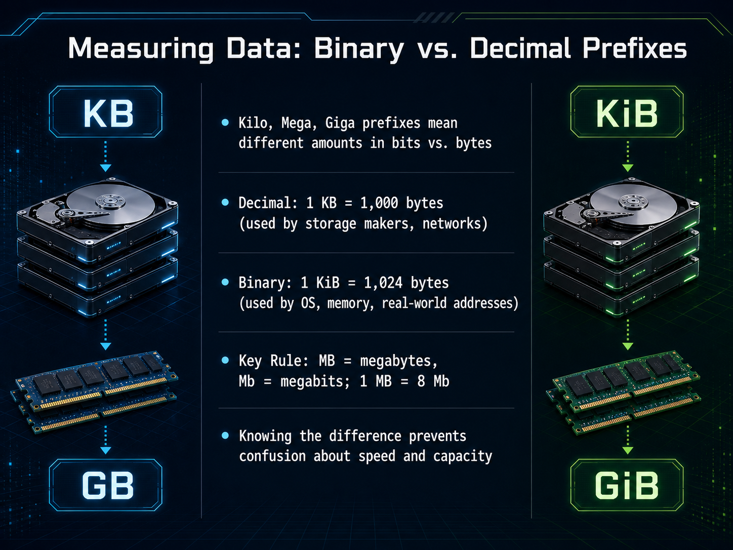 Measuring Data: Binary vs. Decimal Prefixes