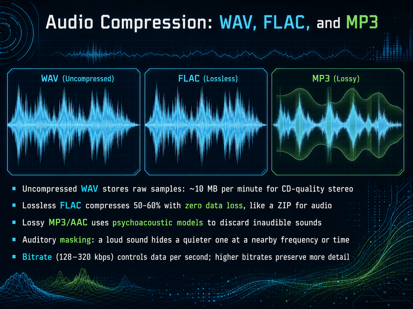 Audio Compression: WAV, FLAC, and MP3