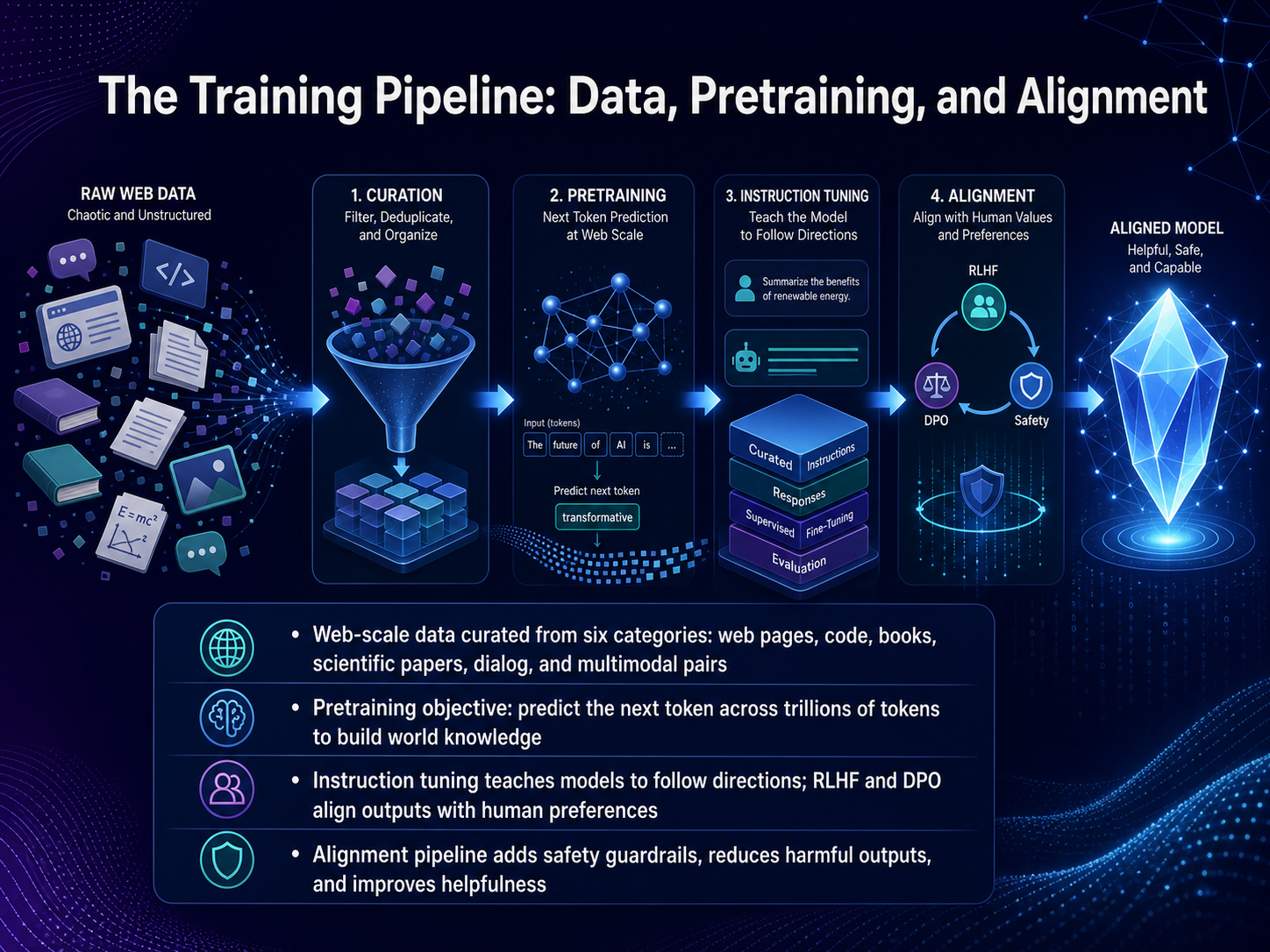 The Training Pipeline: Data, Pretraining, and Alignment