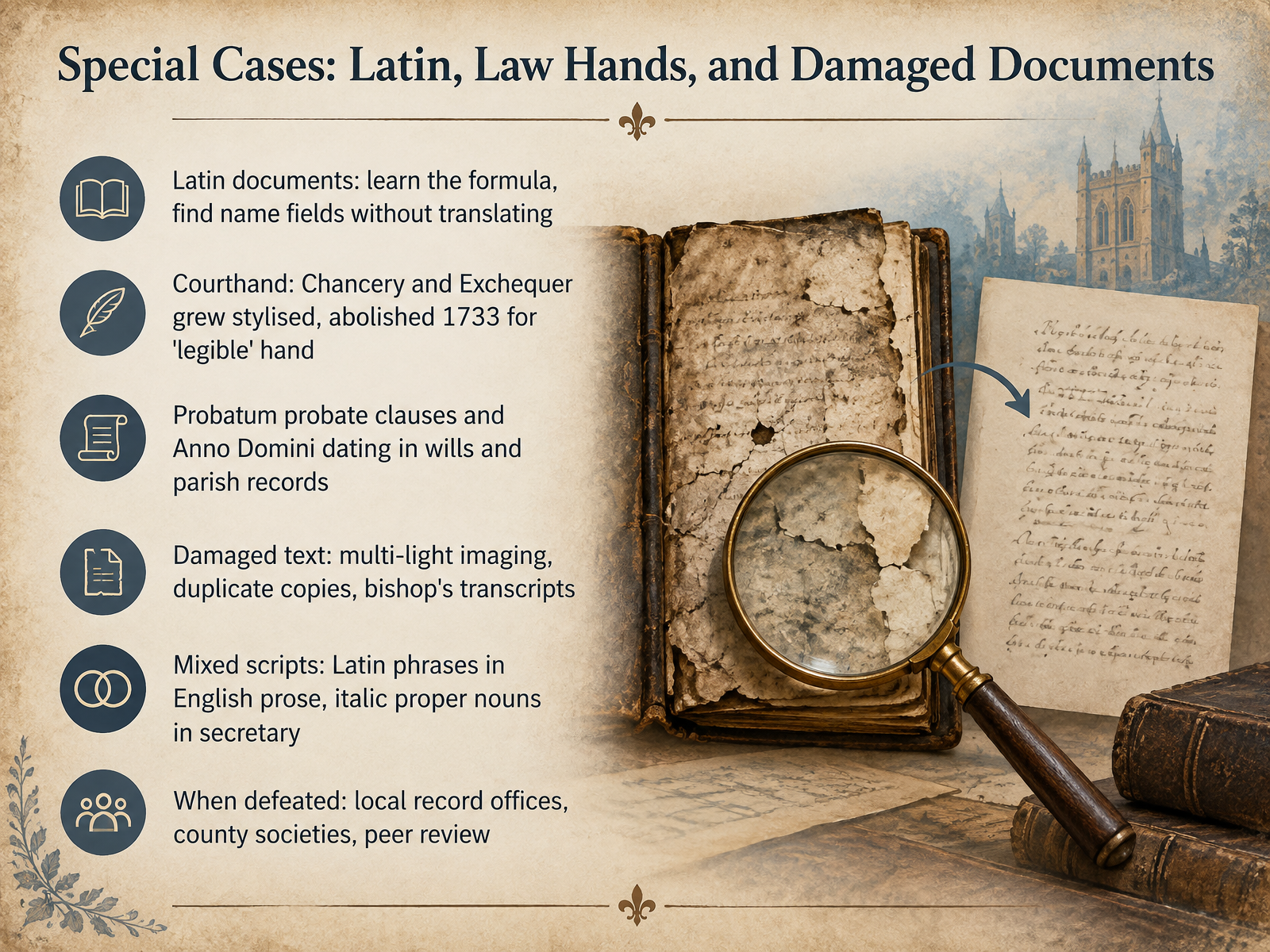 Special Cases: Latin, Law Hands, and Damaged Documents