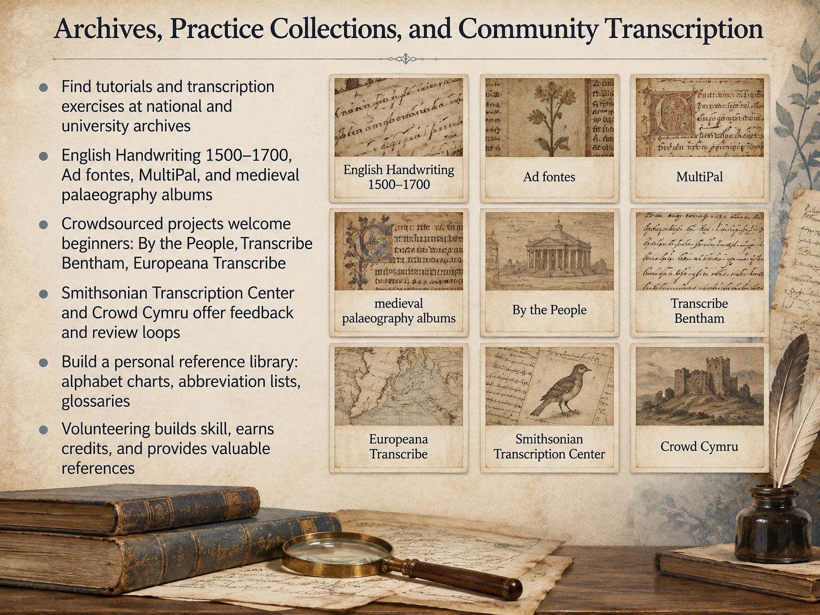 Archives, Practice Collections, and Community Transcription