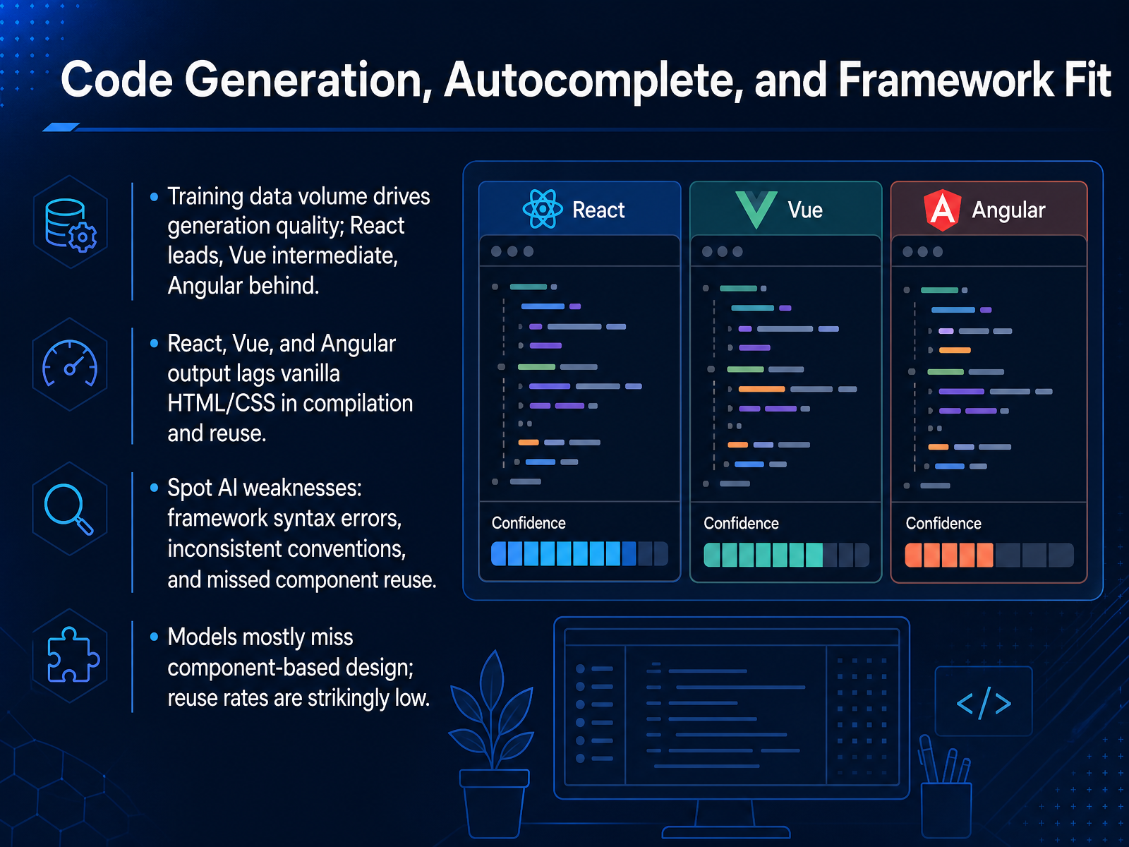 Code Generation, Autocomplete, and Framework Fit