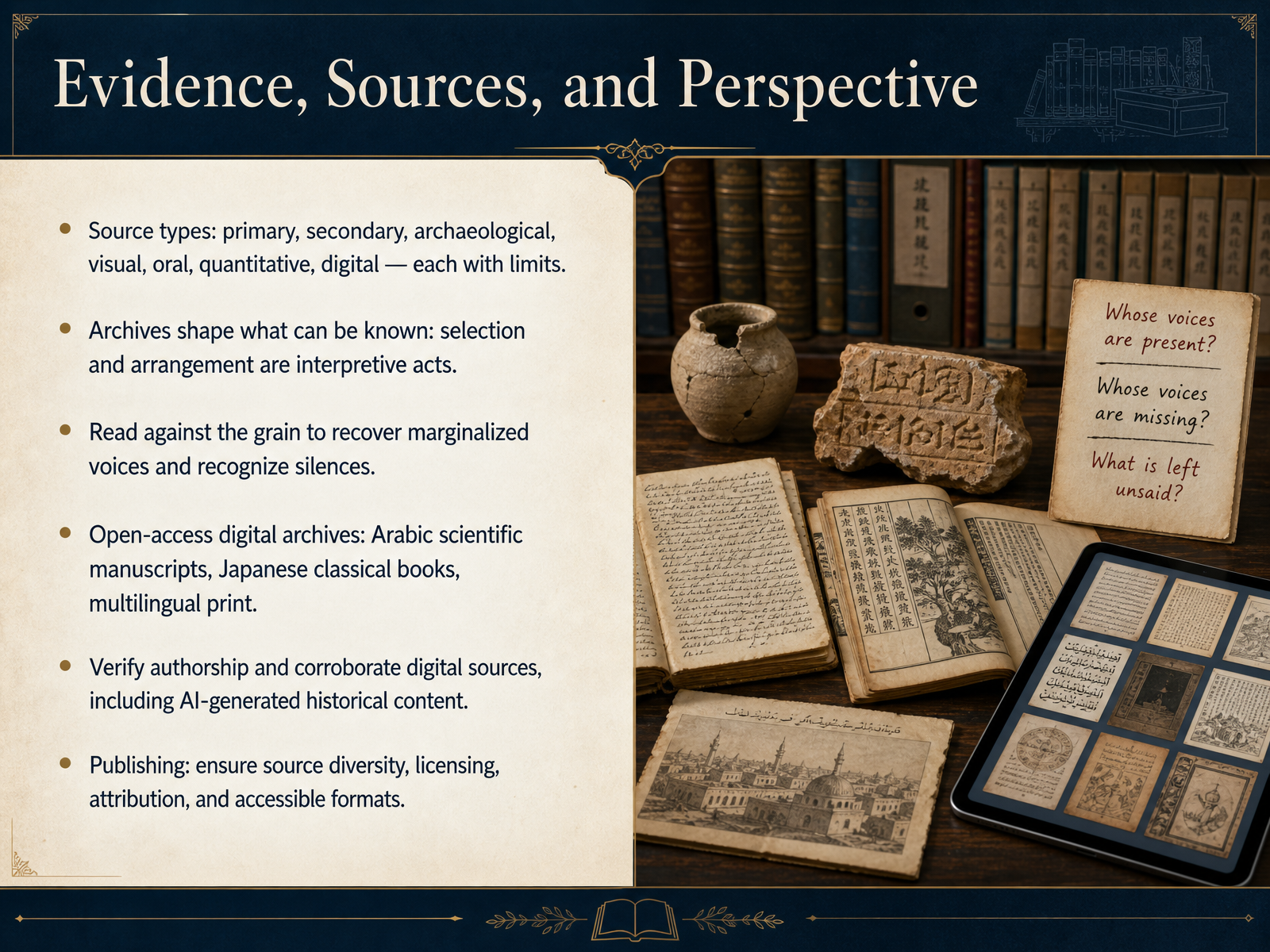 Evidence, Sources, and Perspective