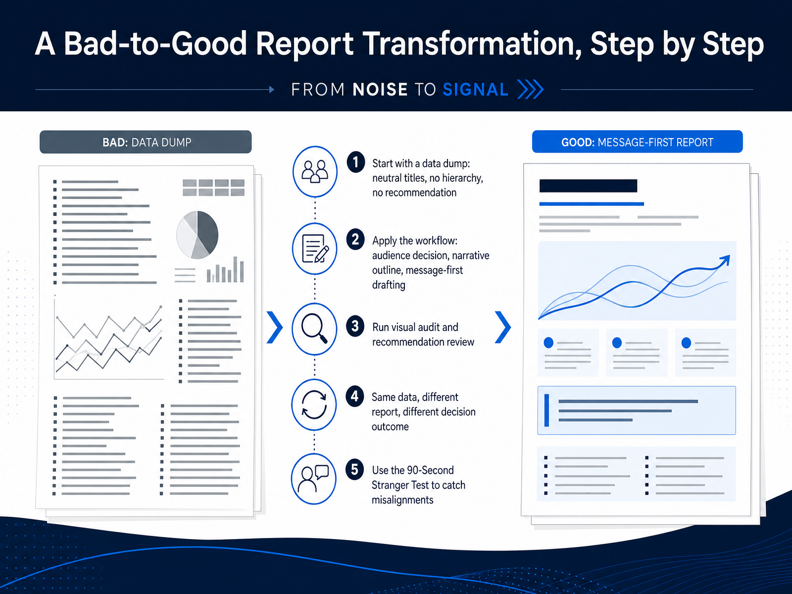 A Bad-to-Good Report Transformation, Step by Step