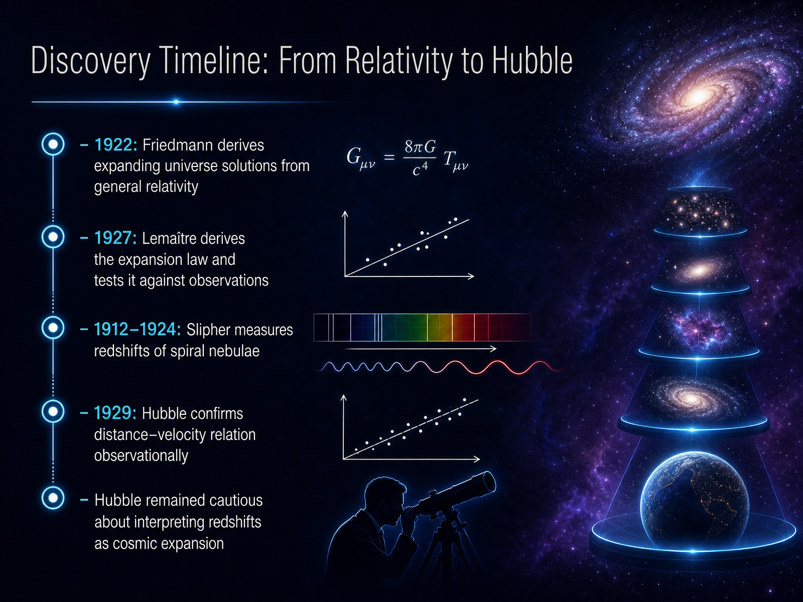 Discovery Timeline: From Relativity to Hubble