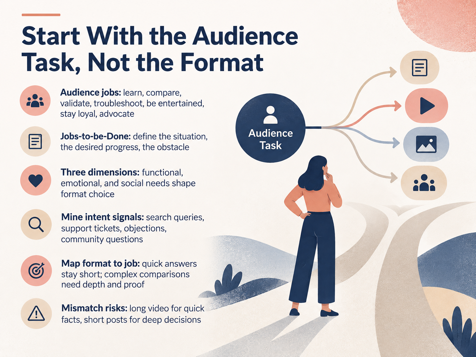Start With the Audience Task, Not the Format