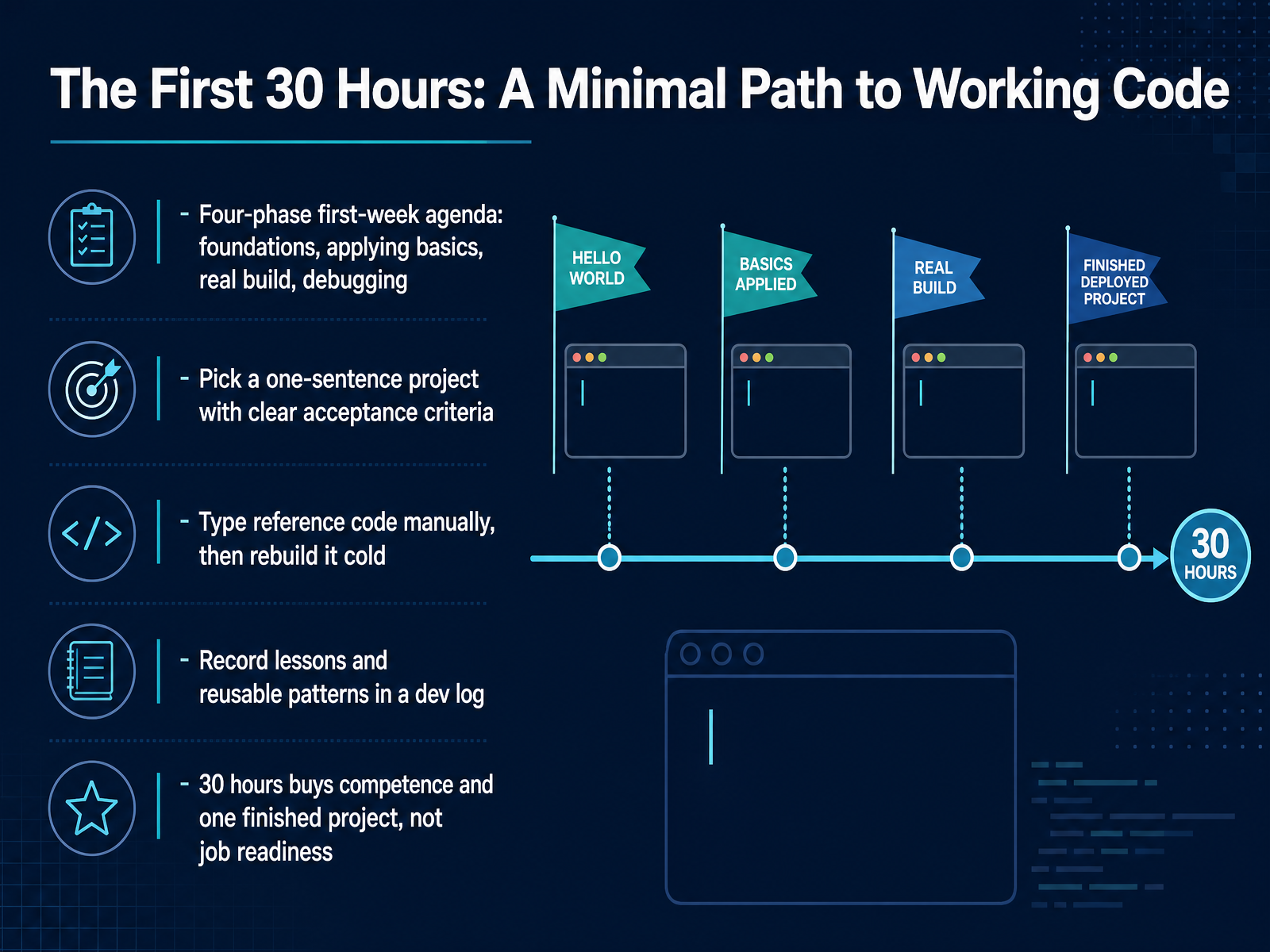 The First 30 Hours: A Minimal Path to Working Code
