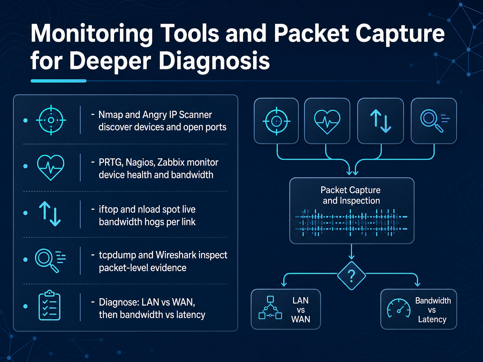Monitoring Tools and Packet Capture for Deeper Diagnosis