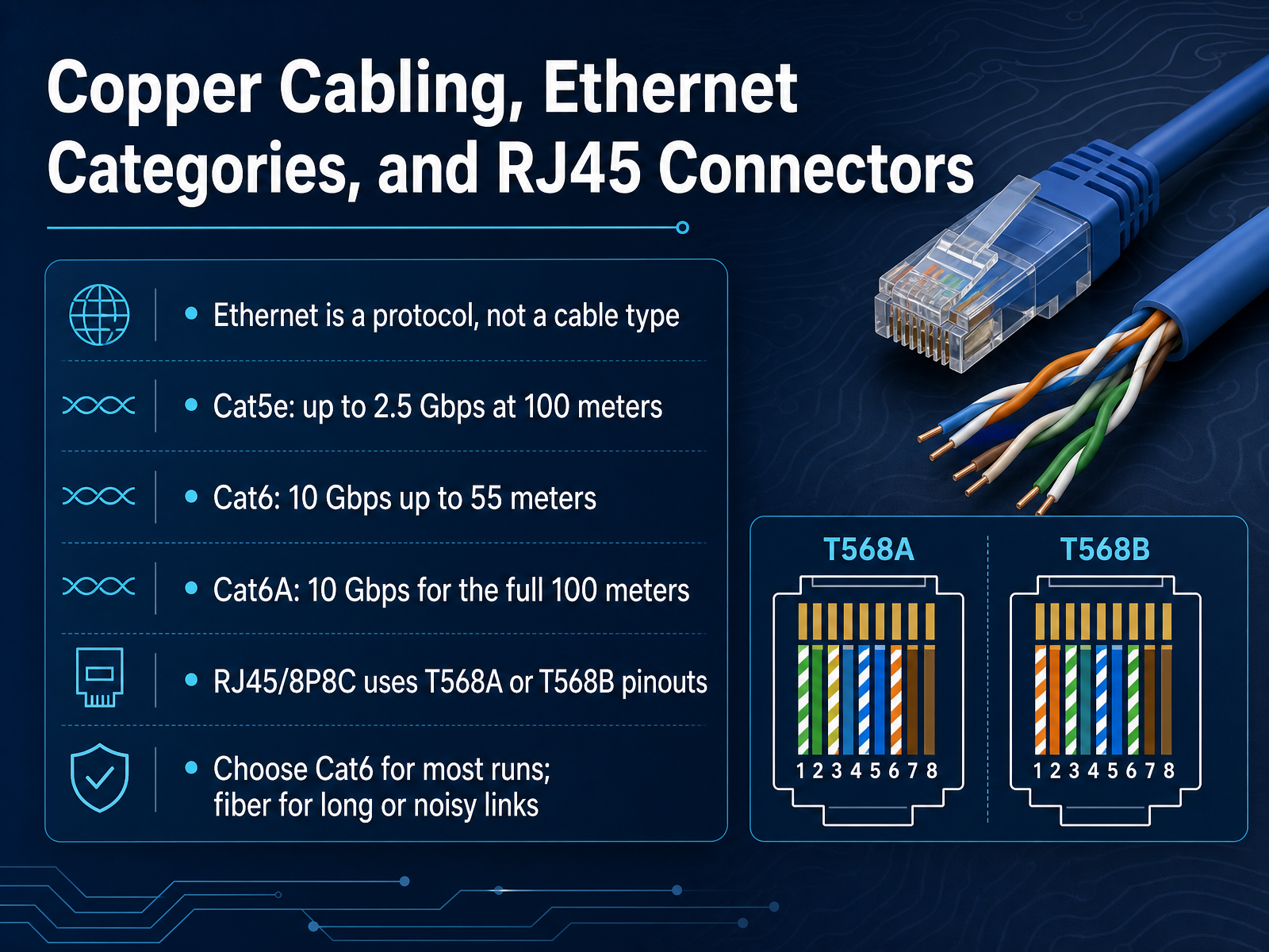 Copper Cabling, Ethernet Categories, and RJ45 Connectors