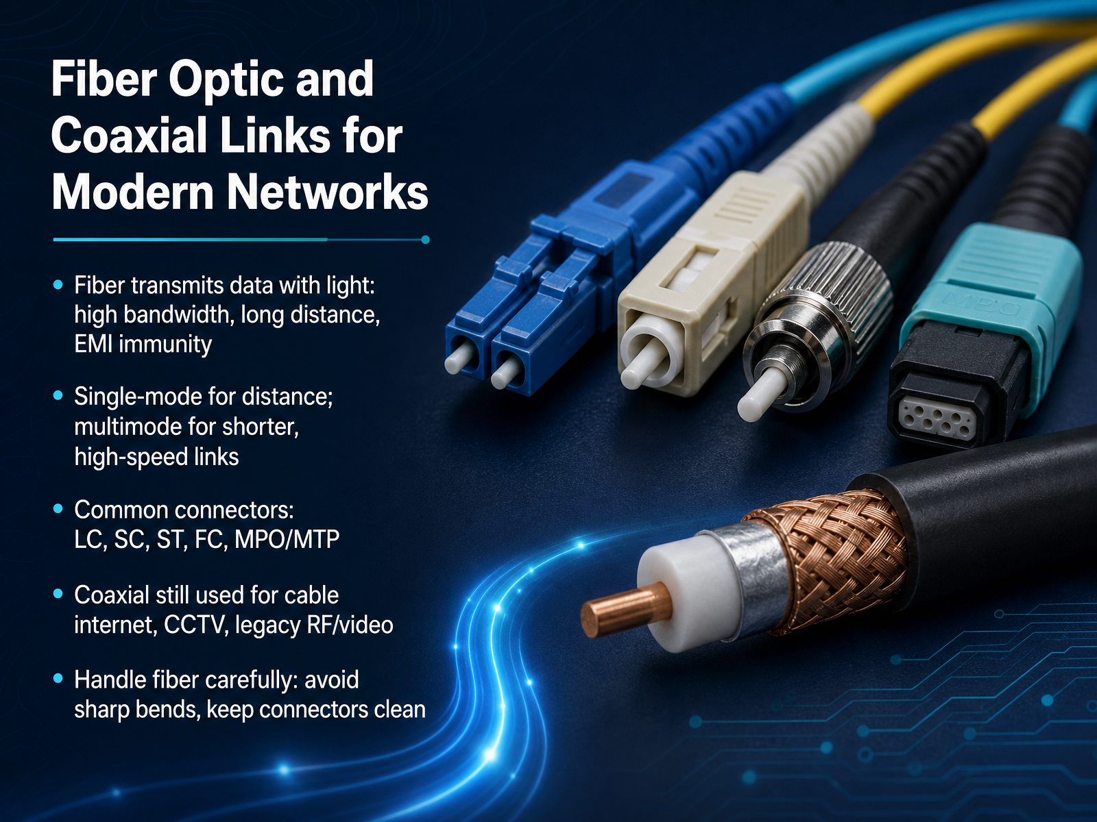 Fiber Optic and Coaxial Links for Modern Networks
