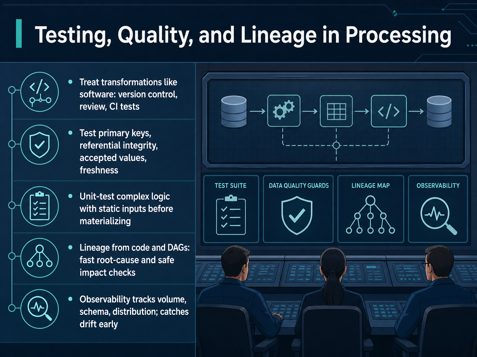 Testing, Quality, and Lineage in Processing