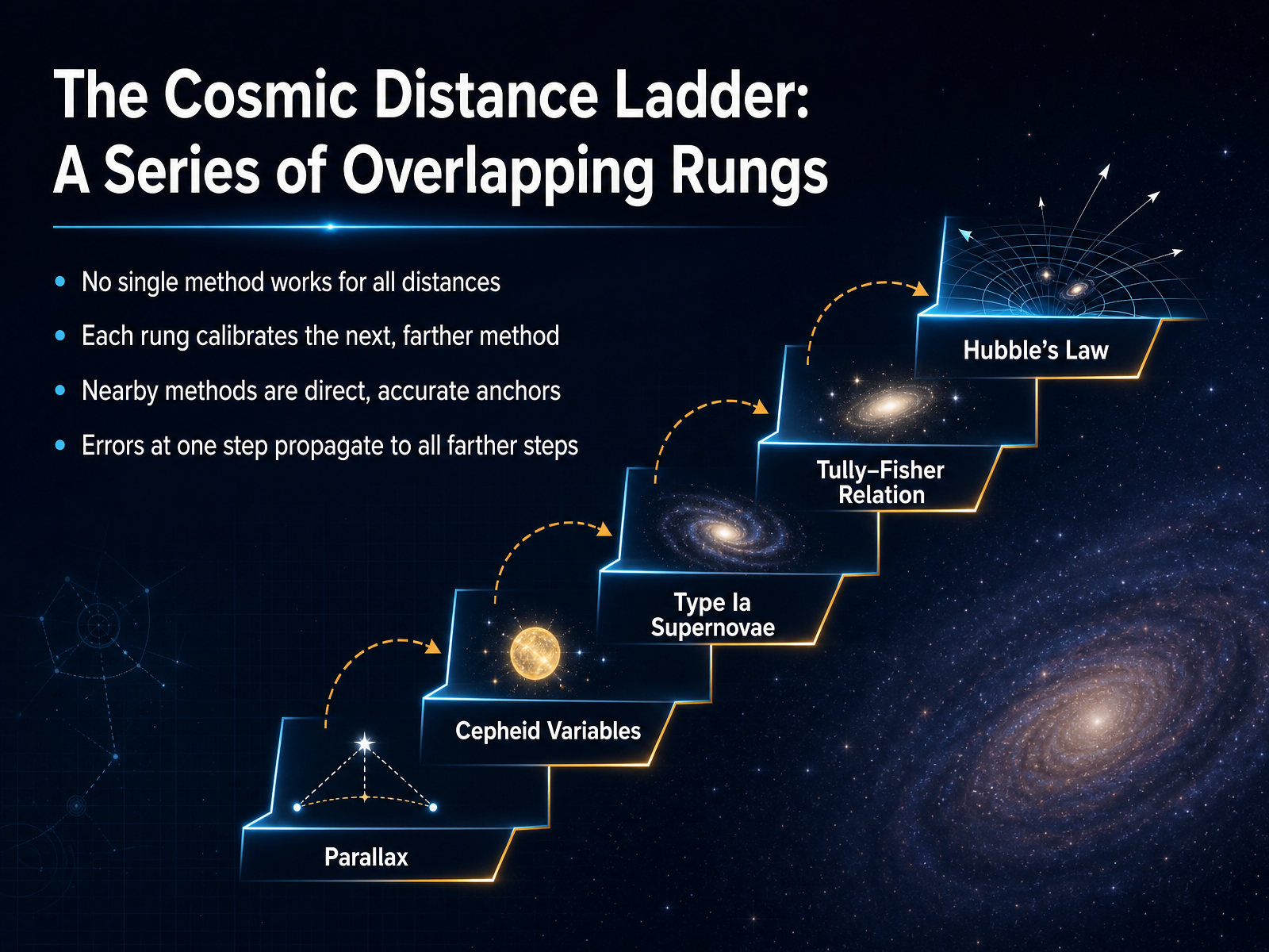 The Cosmic Distance Ladder: A Series of Overlapping Rungs