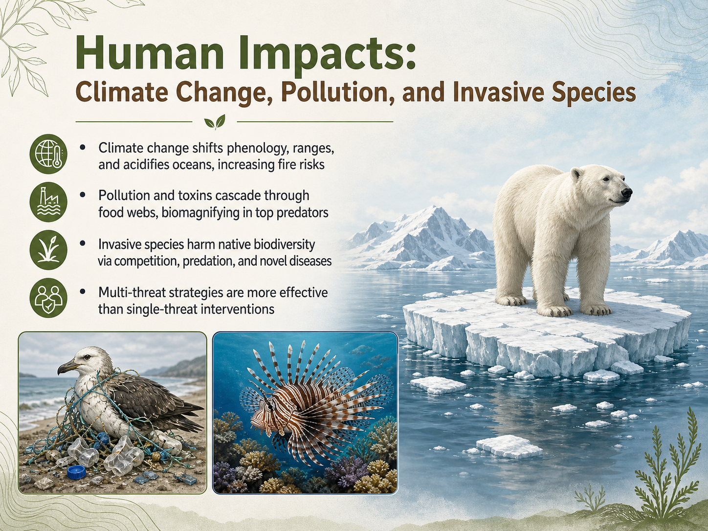 Human Impacts: Climate Change, Pollution, and Invasive Species