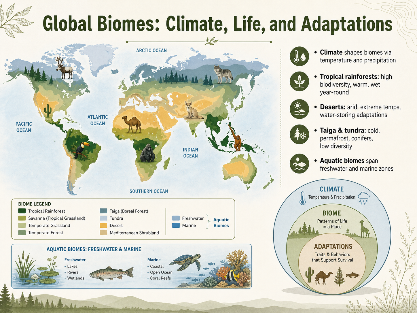Global Biomes: Climate, Life, and Adaptations